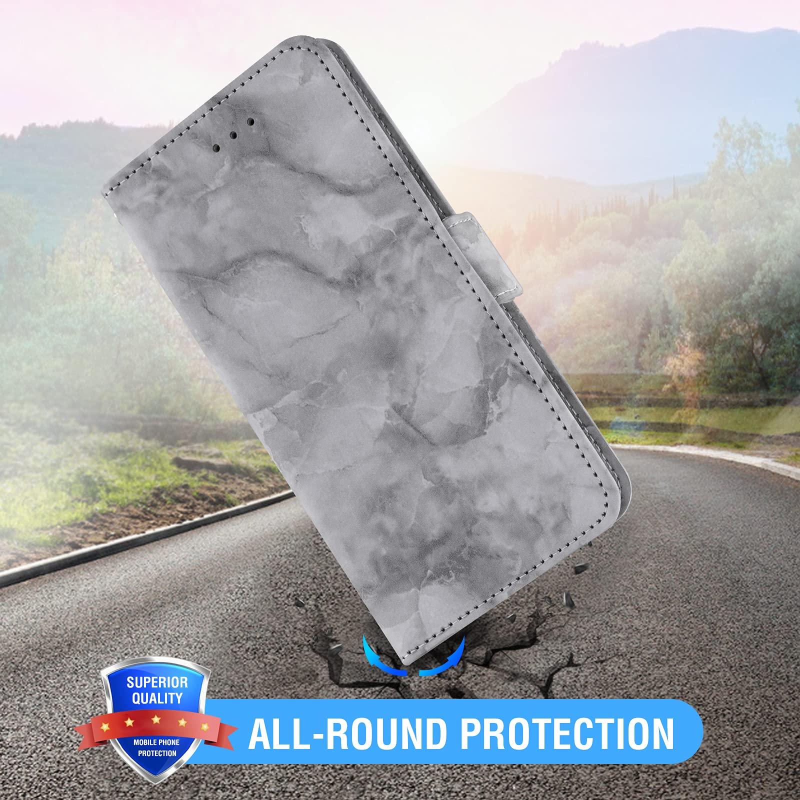 ASUWISH Marble Wallet Phone Case with Card Holder & Kickstand for Moto Z4/Moto Z4 Play/Moto Z4 Force | Tempered Glass Screen Protector | Stylish & Protective Cover for Motorola Moto Z4 Series - Perfect for Work, Travel & Everyday Use