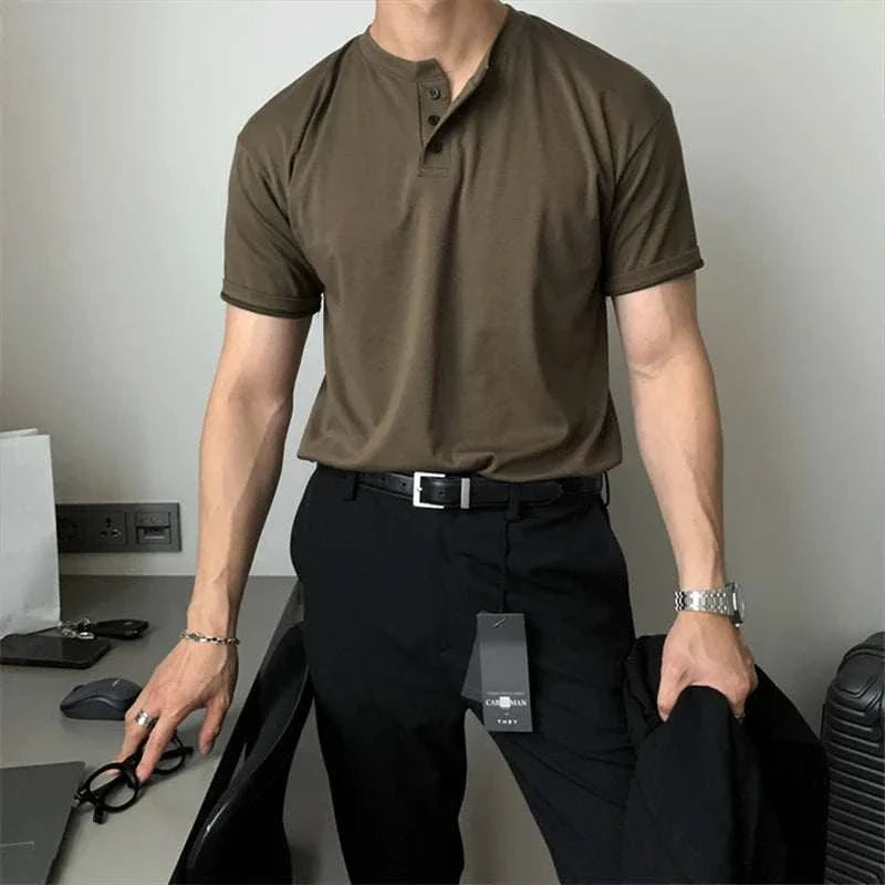 Antonio's Smart Casual Summer T-Shirt for Men - Breathable Cotton Short Sleeve Shirt for Office, Travel & Outdoor Activities