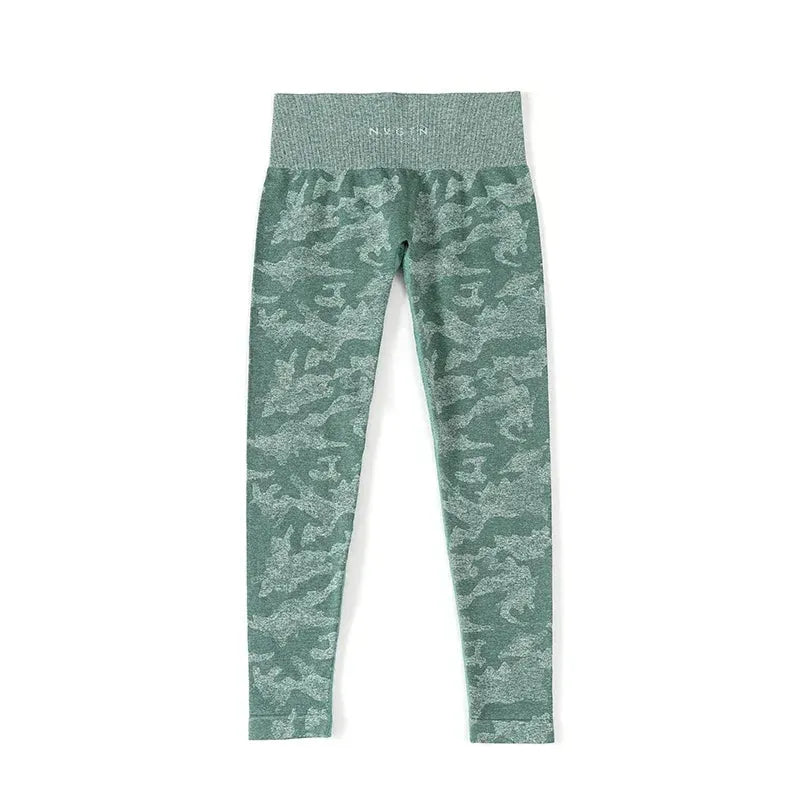 NVGTN Camo Seamless Workout Leggings for Women - Butt Lifting Yoga Pants with Stretch Fabric, High Waist Gym Tights & Fitness Outfits in Fuchsia Nylon - Perfect for Yoga, Running & Gym Training