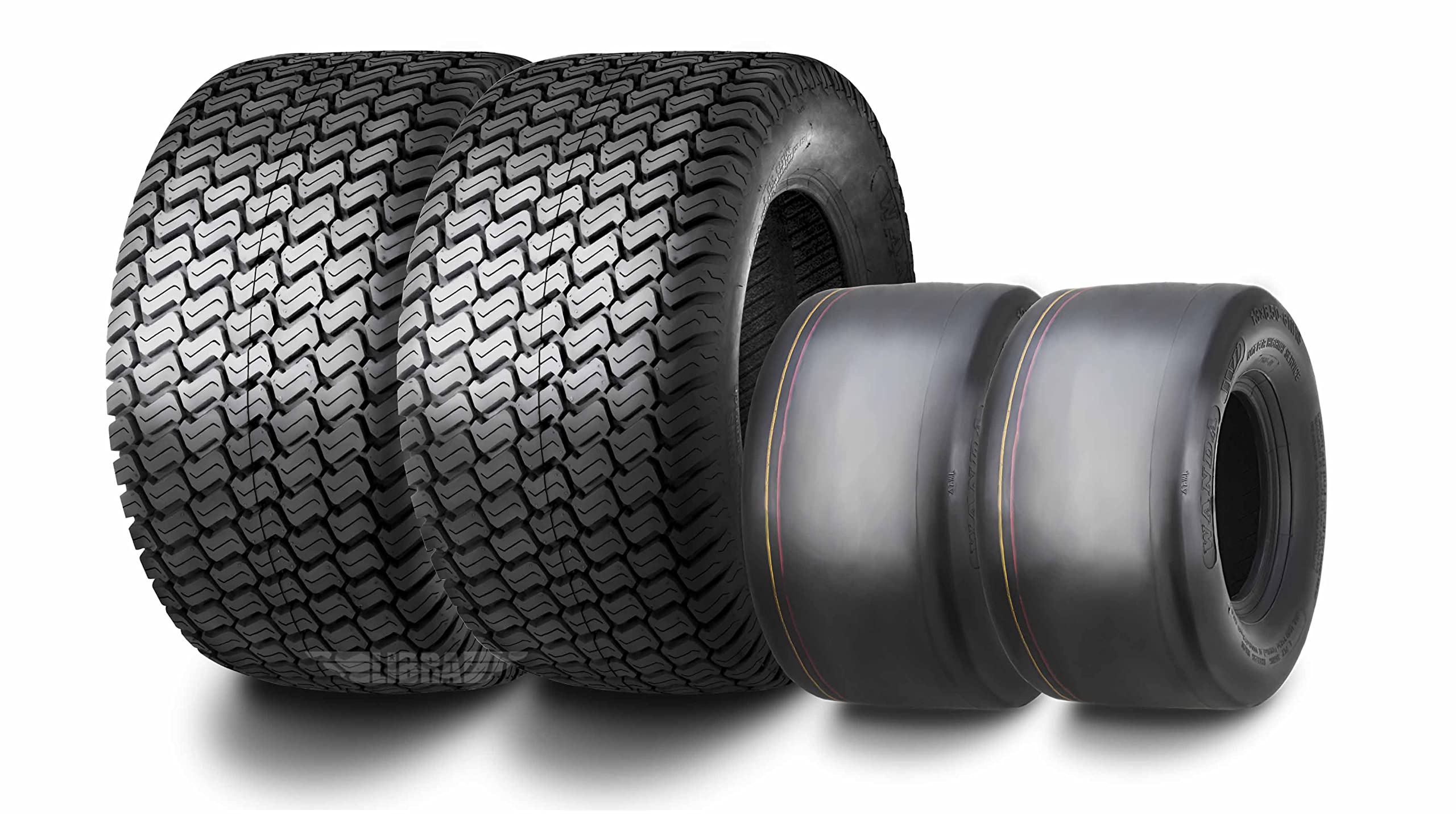Premium 4-Piece Zero-Turn Lawn Mower Tire Set - 13x6.5-6 Front & 24x12-12 Rear 4PR Turf Tires (13207/13051) - Perfect for Residential & Commercial Lawn Care, Golf Courses & Landscaping