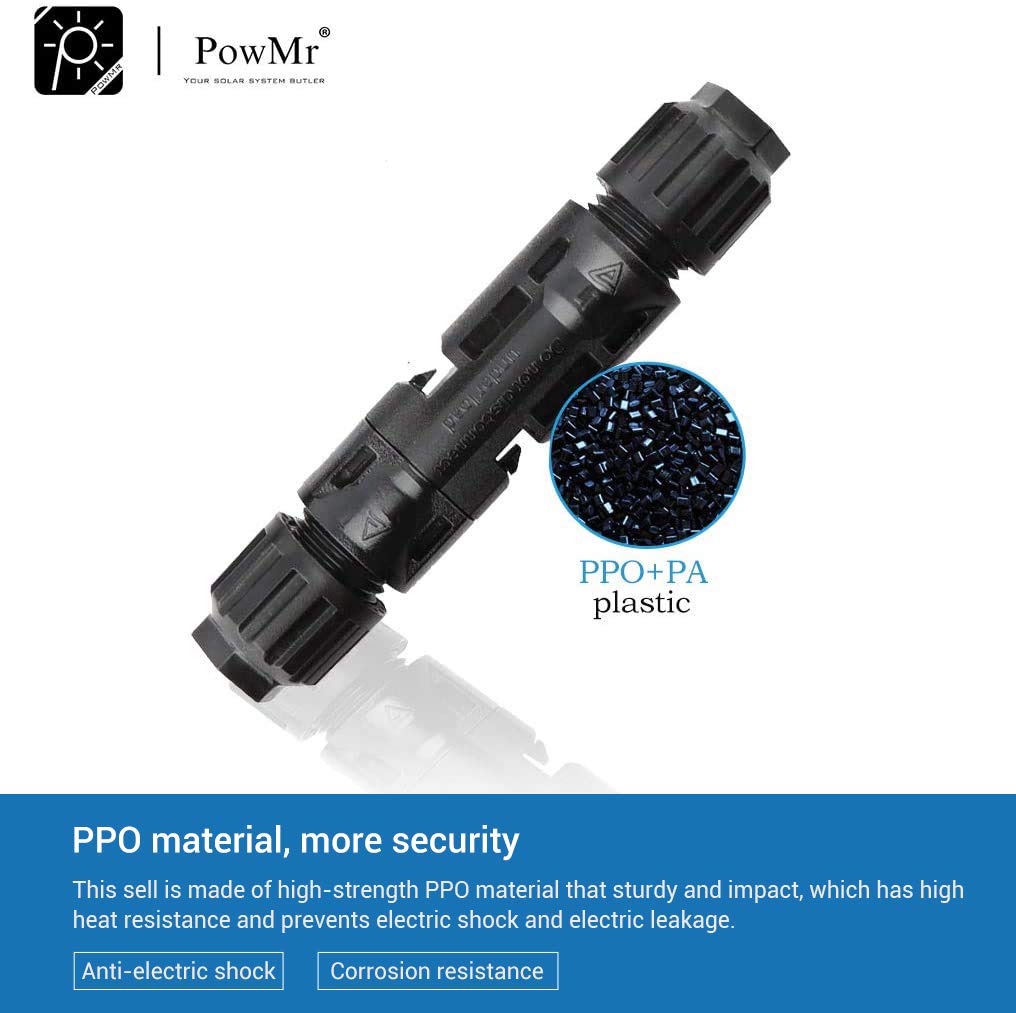 PowMr 100PCS IP67 Waterproof Solar Panel Connectors - 50 Pairs MC4 Male/Female Solar Cable Connectors for Solar Panel Systems, RV, Boat & Off-Grid Power Applications