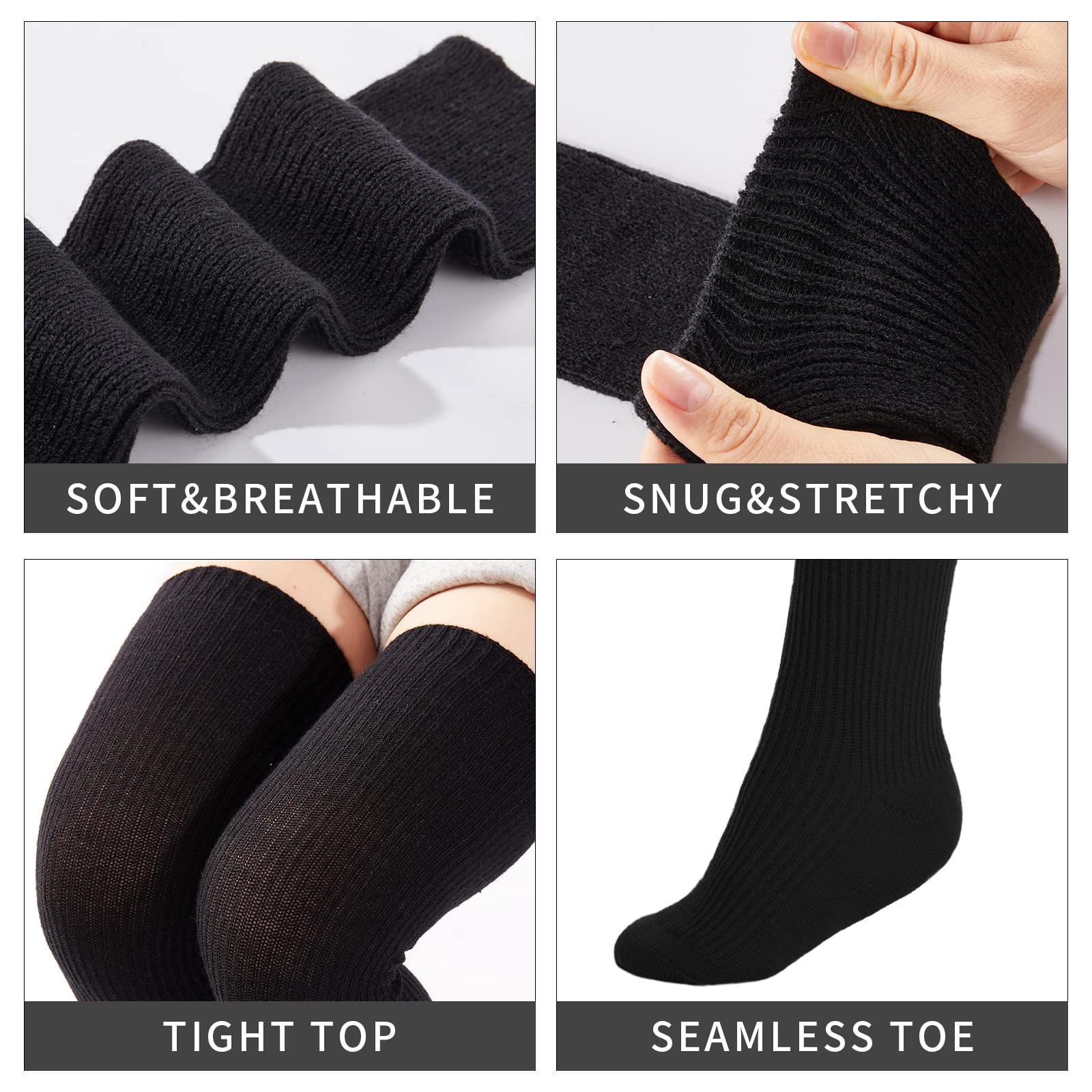 Abodhu Women's Thigh High Socks - Striped Over Knee Stockings for Women, Knit Long Tall Cosplay Socks | Perfect for Casual Wear, Costume Parties & Winter Outfits