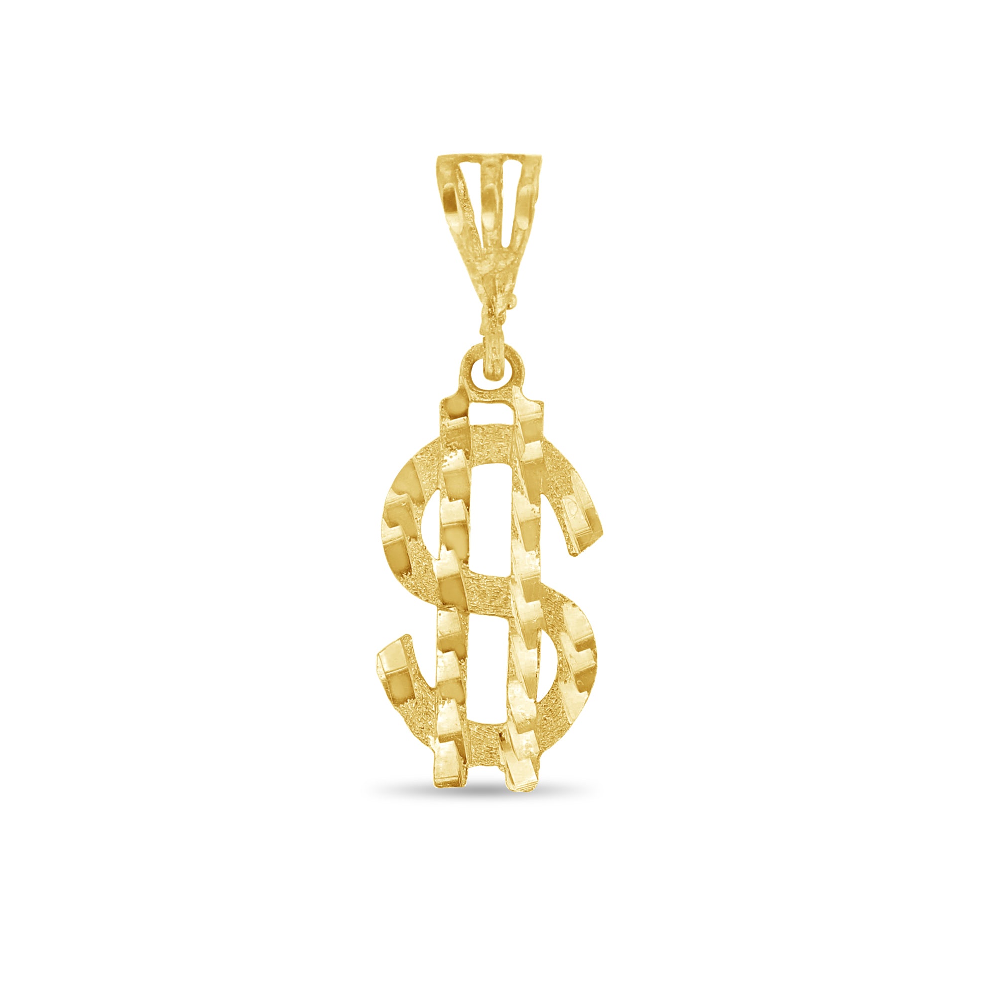 10K Yellow Gold Money Dollar Sign Pendant with Diamond Cuts - Perfect for Gifts, Parties & Luxury Jewelry Collections