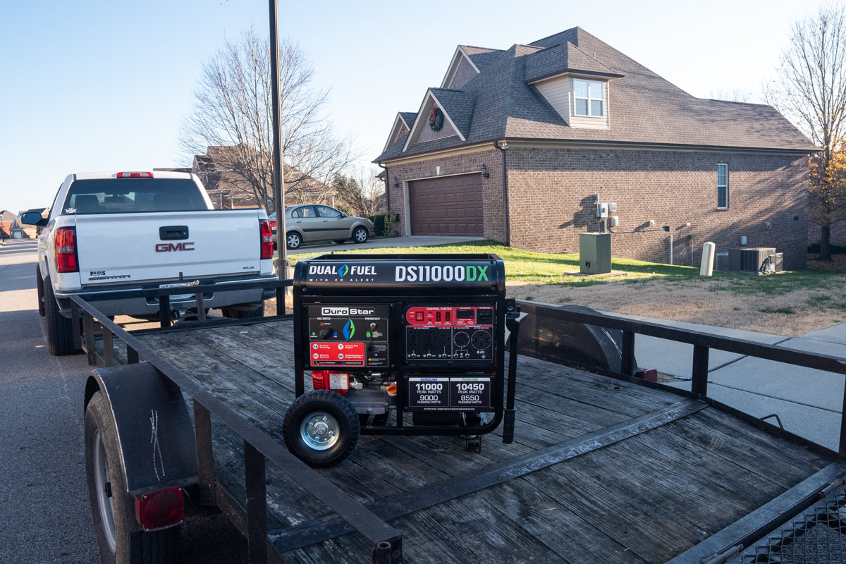 11,000W Dual Fuel Portable Generator with CO Alert - Gas & Propane Powered for Home Backup, Camping & Outdoor Power (Emergency Use, RV, Job Sites)