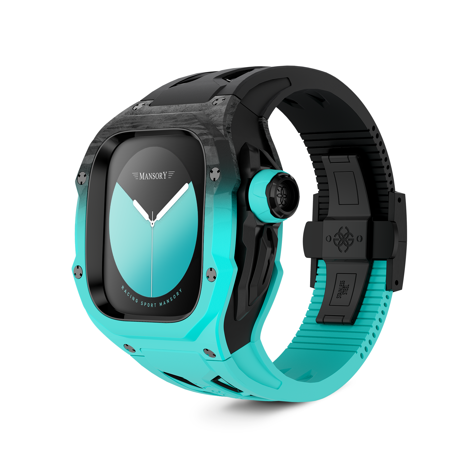 Apple Watch Case - RSCIII49 Mansory Protective Cover in Black & Mint Green for Workout, Running & Outdoor Activities