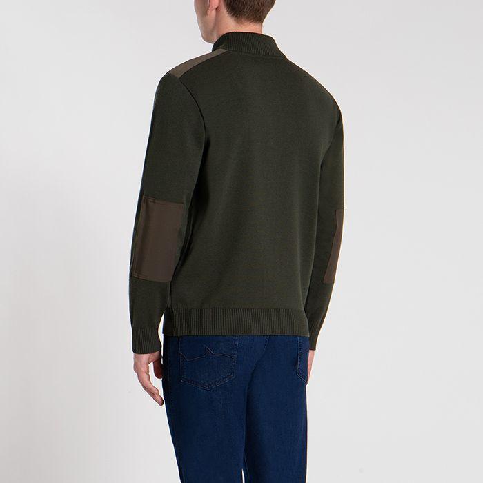 PAUL & SHARK Men's Mockneck Half Zip Knit Sweater in Olive Green - Perfect for Casual Wear, Office Outfits & Outdoor Activities