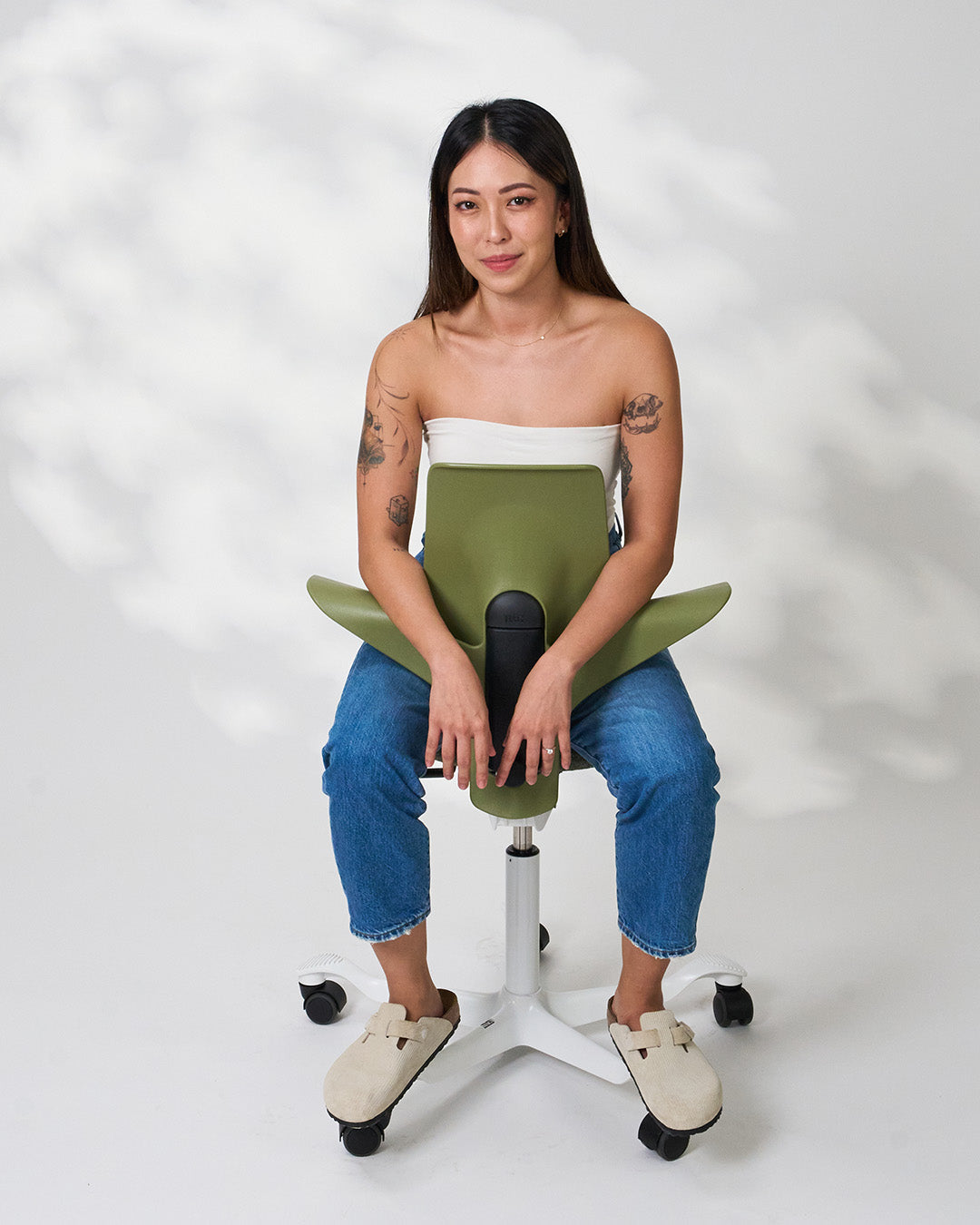 HÅG Capisco Puls 8020 Ergonomic Office Chair with Adjustable Height - Moss Grey Fabric by Kvadrat | Modern Design Collection for Home & Workspace | Perfect for Standing Desks, Creative Studios and Open Office Environments