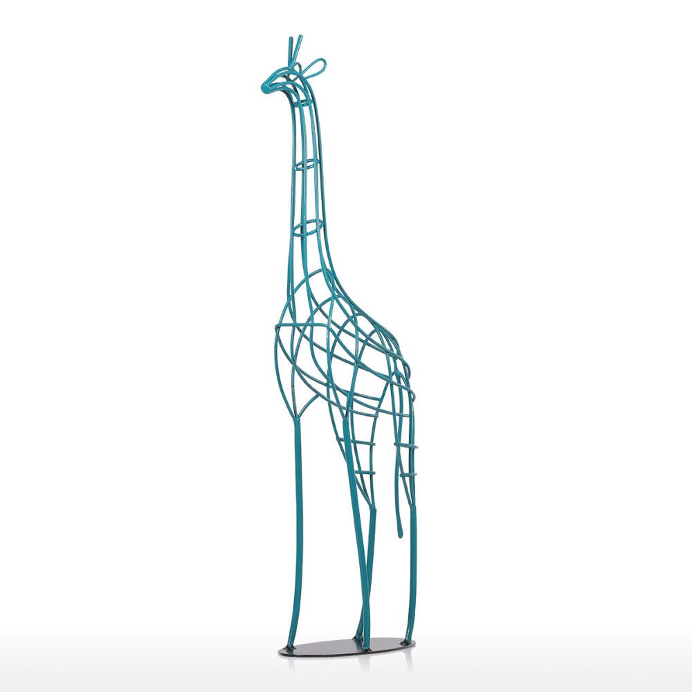 Handmade Iron African Giraffe Sculpture - 20.8 Inch Metal Statue, Animal Figurine & Home Decor for Living Room, Office, or Garden Decoration