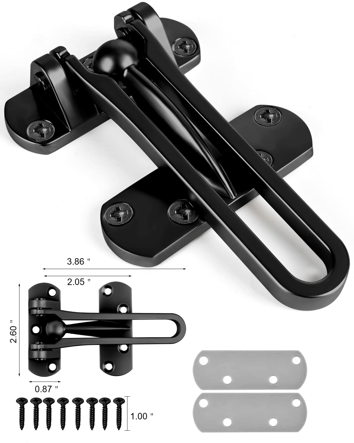 Heavy Duty Swing Bar Door Lock Latch - Premium Aluminum Sliding Security Bar for Home, Hotel & Child Safety (1 Pack) | Front Door Reinforcement & Indoor Gate Protection for Enhanced Security
