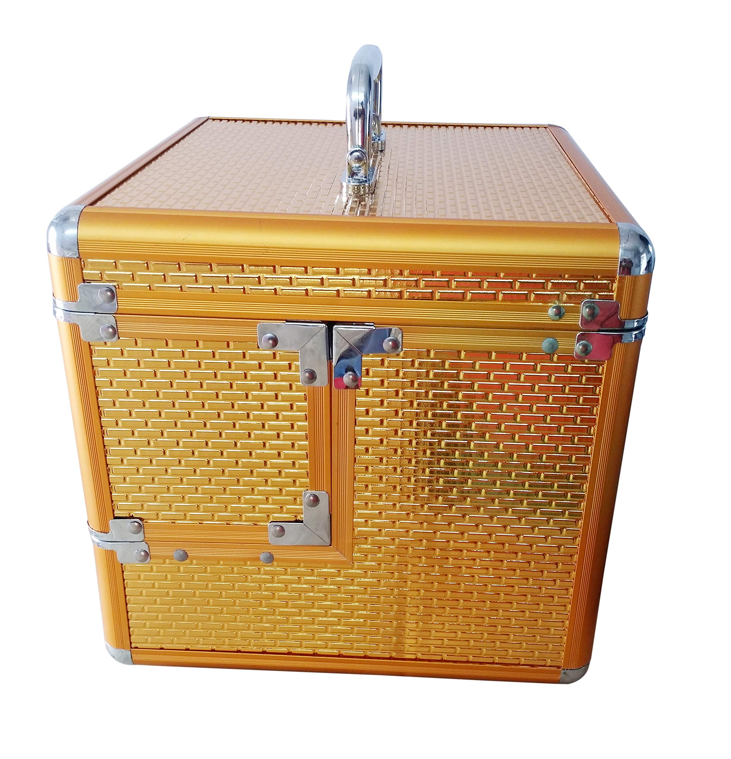 Premium Pride Saffron Cosmetic Makeup Vanity Box - Luxury Organizer with Mirror for Makeup Brushes & Beauty Essentials | Perfect for Bedroom, Bathroom & Travel