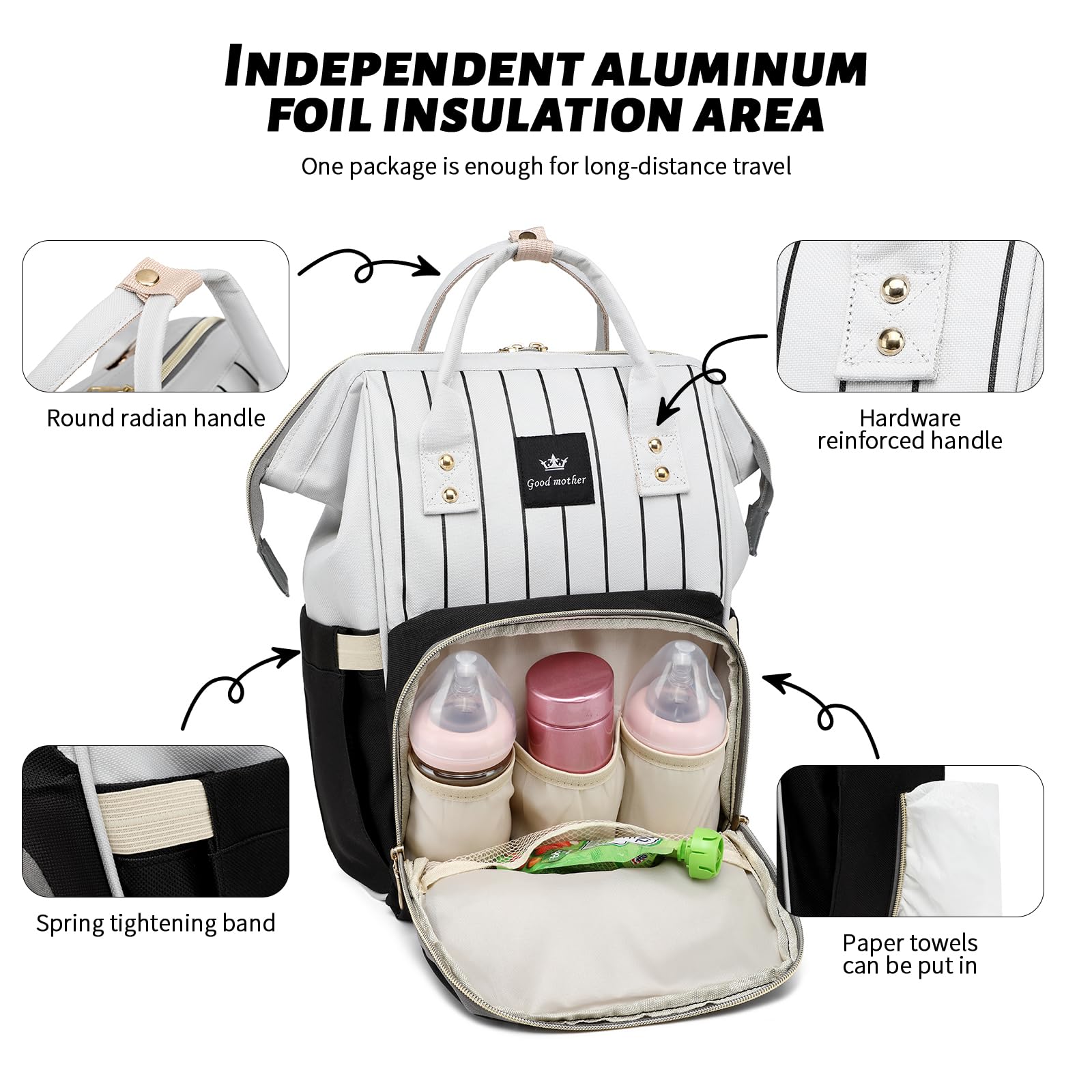 **Waterproof Baby Diaper Backpack - Large Travel Diaper Bag for Boys & Girls | Newborn Essentials, Baby Registry & Shower Gift | Perfect for Daycare, Travel & Outings (Black)**