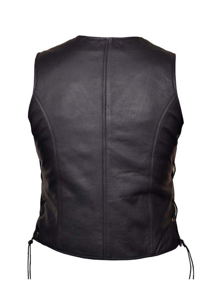Premium Black Leather Motorcycle Vest for Women - Size 2XL with Zipper Closure | Stylish Riding Jacket for Bikers & Outdoor Adventures