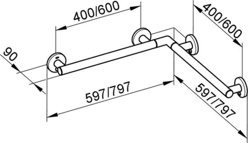 Plan Care 34911014400 Shower Handrail & Bath Safety Grab Bar - Non-Slip Support for Elderly, Disabled & Mobility Assistance (Perfect for Bathroom, Wet Room & Shower Stall)
