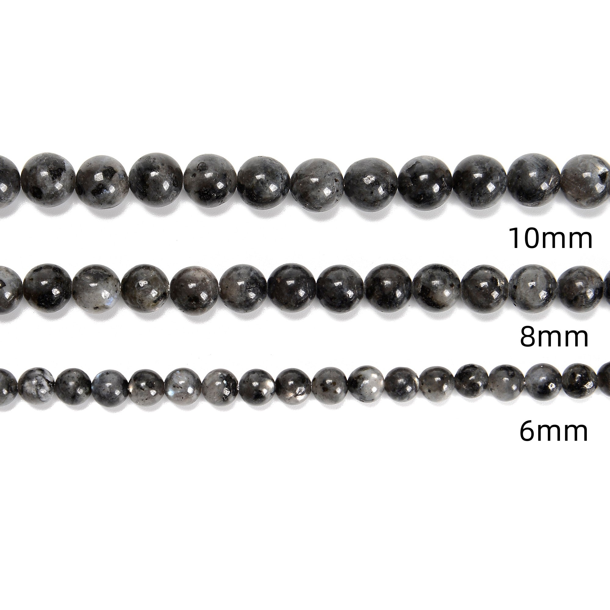 Premium Larvikite Labradorite Smooth Round Beads - 6mm, 8mm, 10mm, 15.5 Inch Strand - Natural Stone Beads for Jewelry Making, DIY Crafts, and Healing Crystal Bracelets