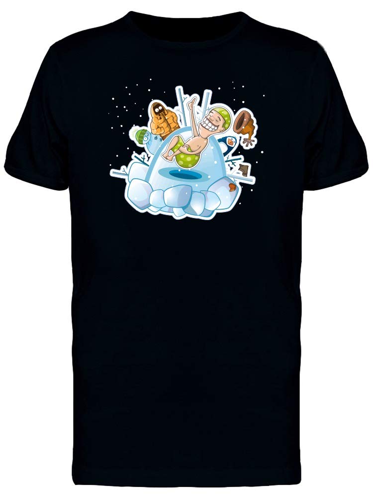 Funny Men's Ice Swimming Graphic T-Shirt - Cool & Humorous Design for Casual Wear, Gym, and Outdoor Activities
