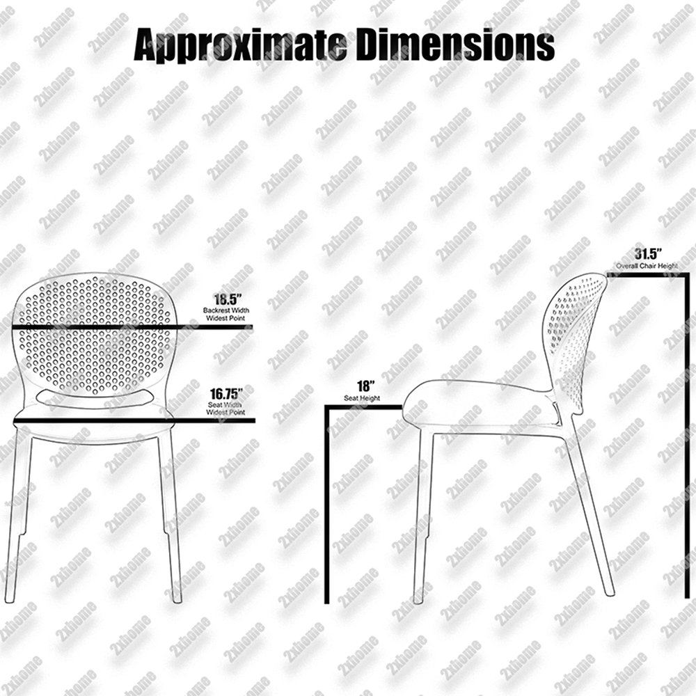 2-Pack Modern Stackable Patio Chairs Set of 4 - White Outdoor Dining Chairs for Poolside, Restaurant, Kitchen & Living Room - Indoor/Outdoor Use for Home & Commercial Spaces