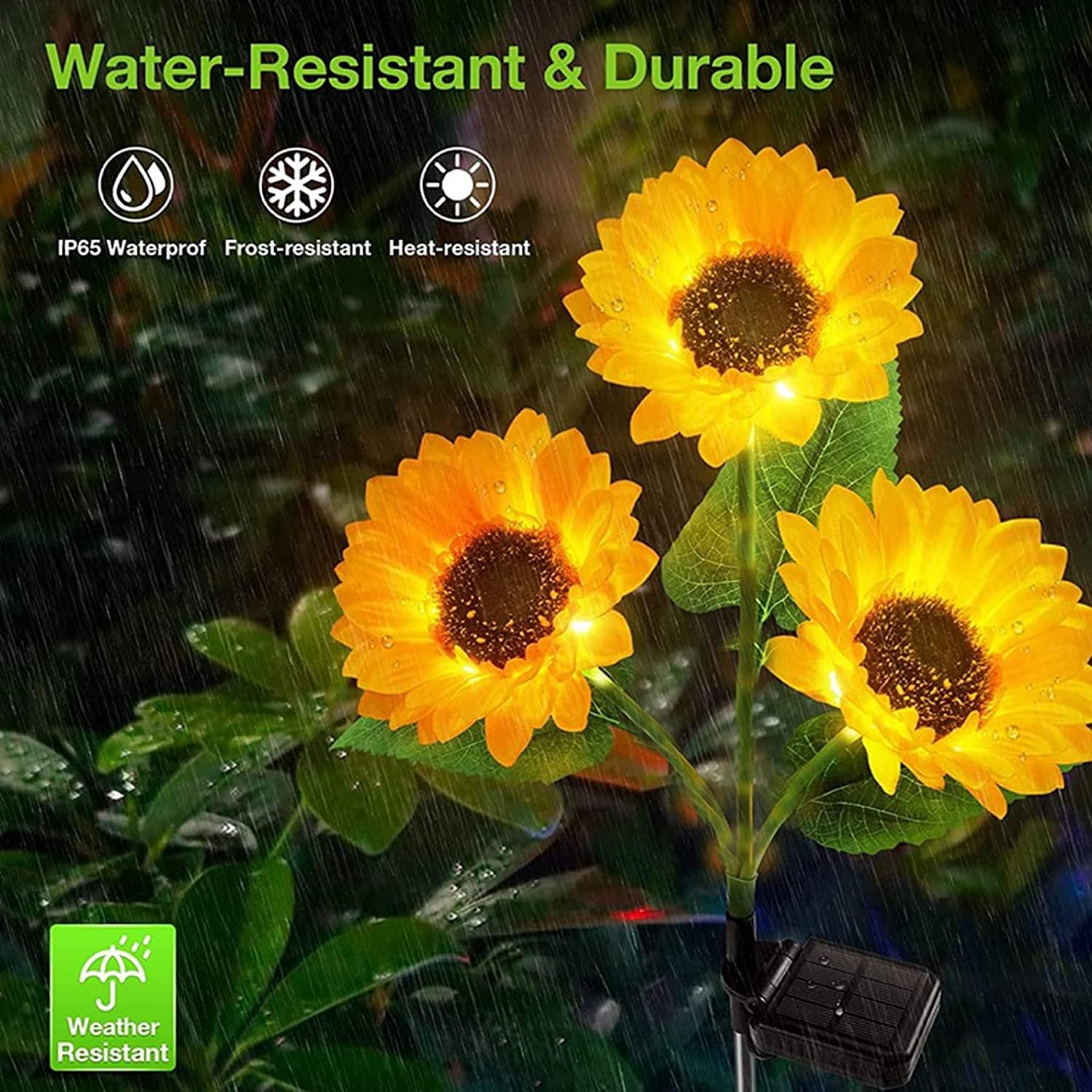4 Pack Realistic Sunflower Solar Lights Outdoor - Waterproof Solar Garden Decor with Auto On/Off - Perfect for Garden, Patio, Backyard & Pathway Lighting at Night