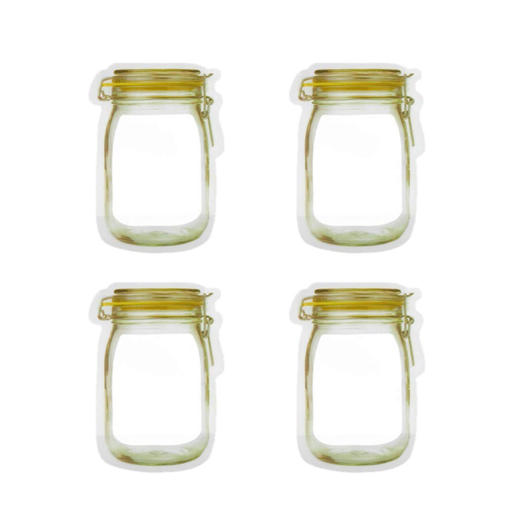 4-Piece Reusable Silicone Food Storage Bags - Leakproof Wide Bottom Sandwich & Snack Bags for Mason Jars | Perfect for Meal Prep, Lunch Boxes & On-the-Go Snacks