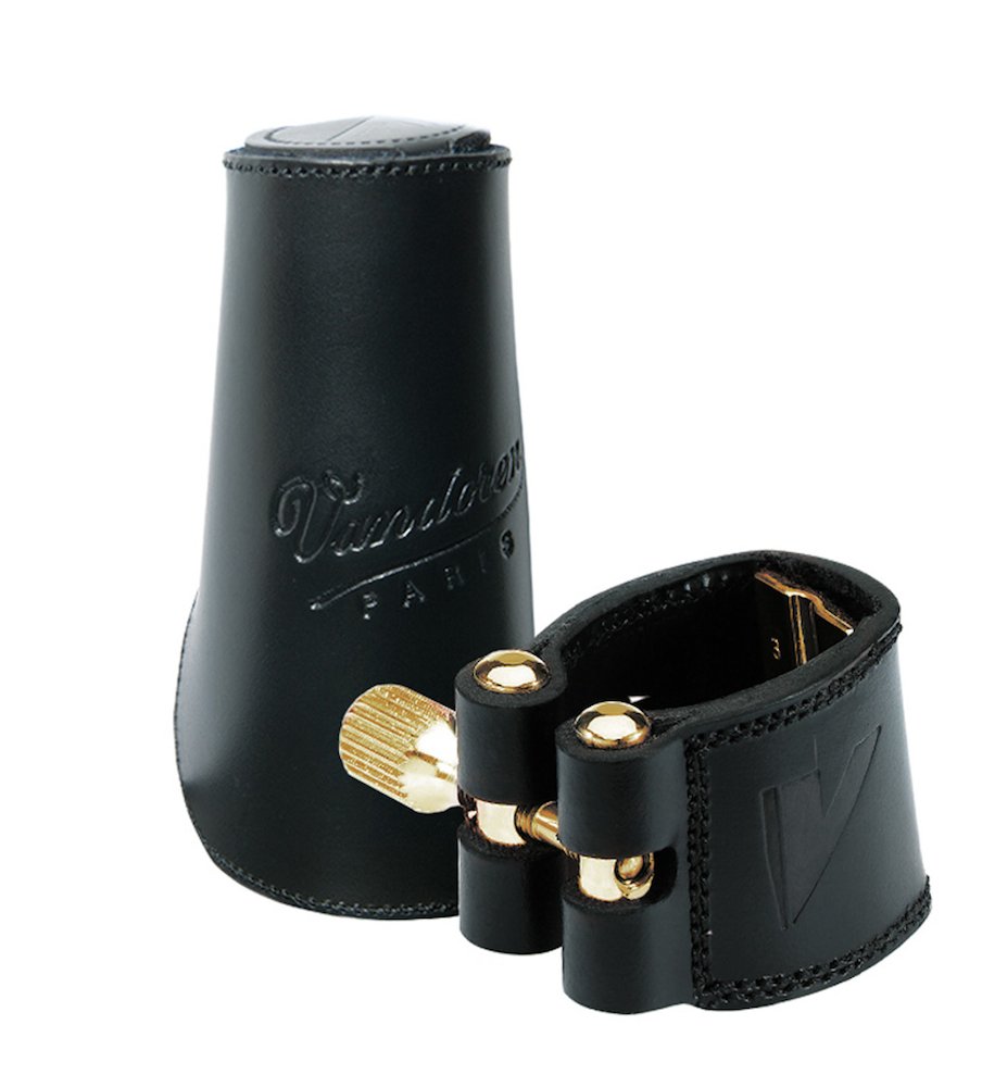 Vandoren LC28L Leather Ligature & Cap for Tenor Saxophone - 3 Interchangeable Pressure Plates | Professional Saxophone Accessories for Jazz & Classical Performances