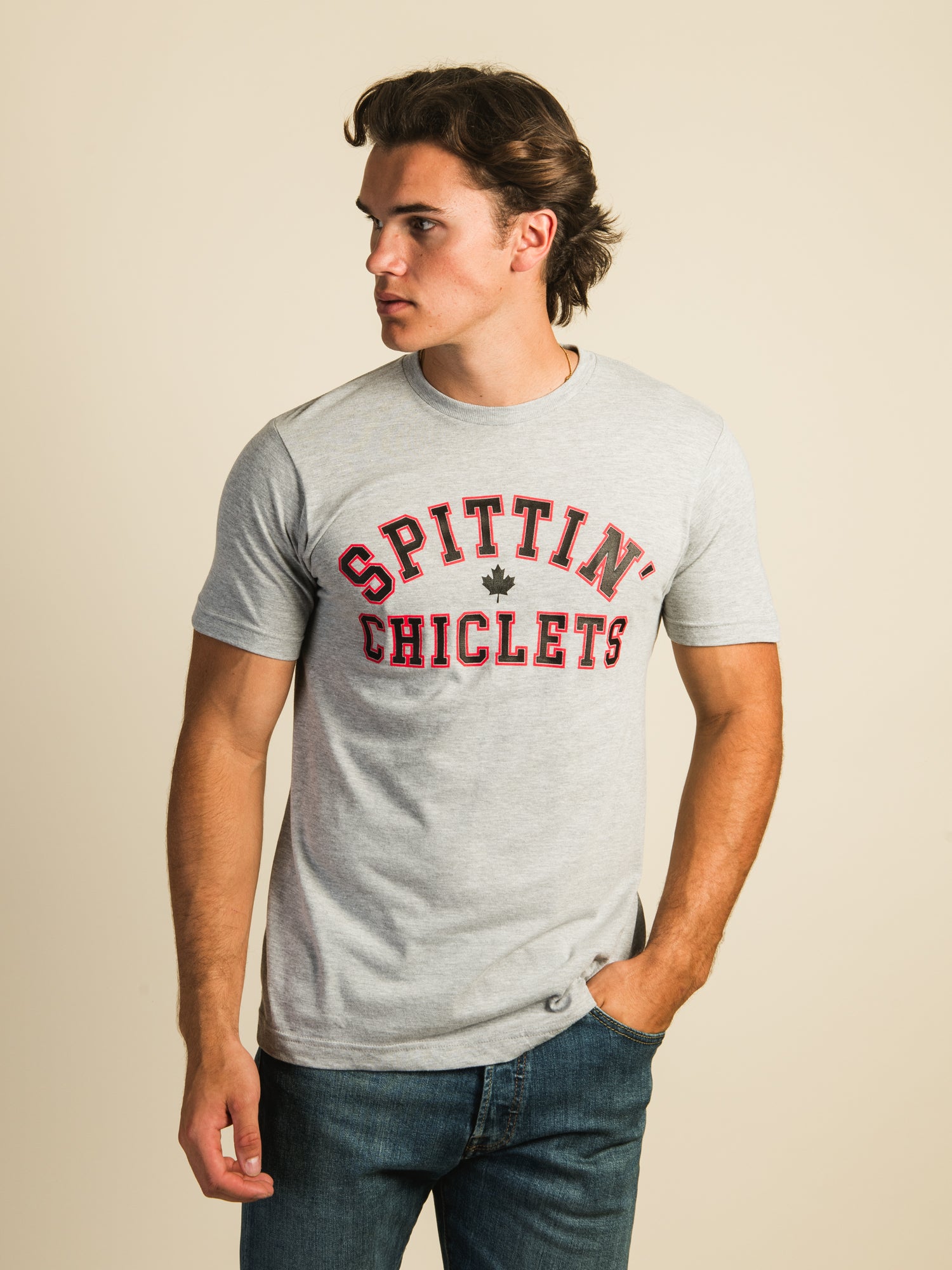 Barstool Sports Spittin' Chiclets T-Shirt - Men's Funny Hockey Tee for Fans & Players - Perfect for Game Day, Parties & Casual Wear