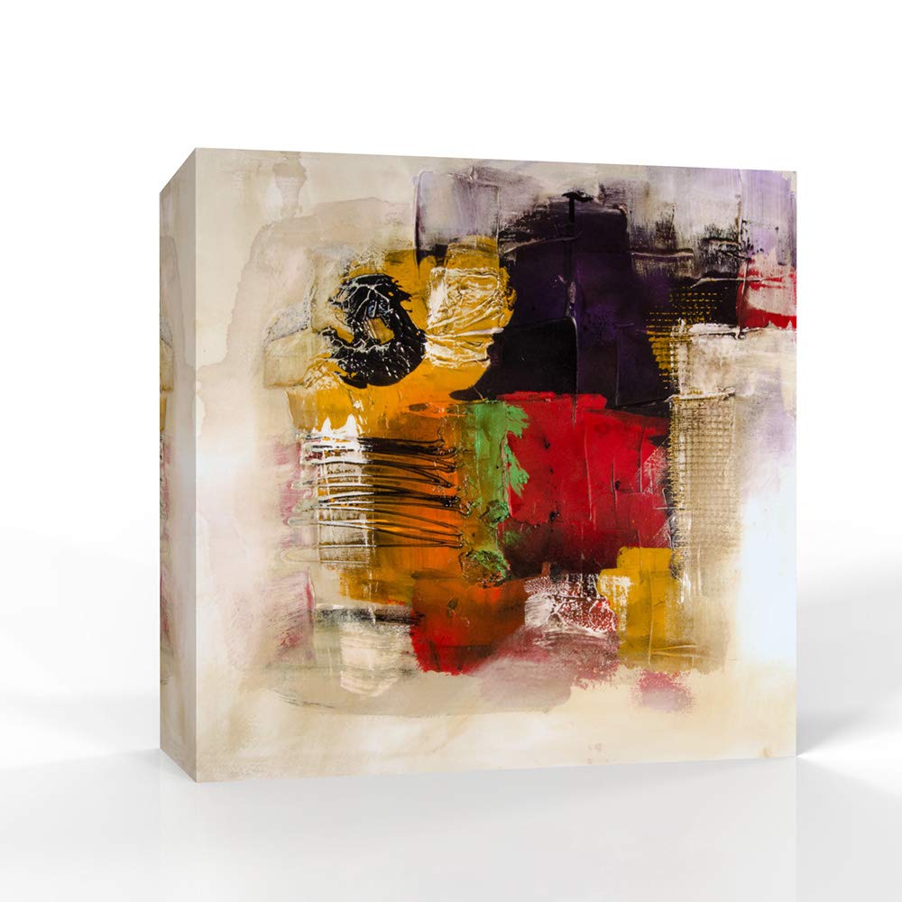 Wall26 - Abstract Colorful Oil Painting Canvas Wall Art - Giclee Print Home Decor for Bedroom & Living Room - 12x12 Inches - Perfect for Modern Interior Design & Housewarming Gifts