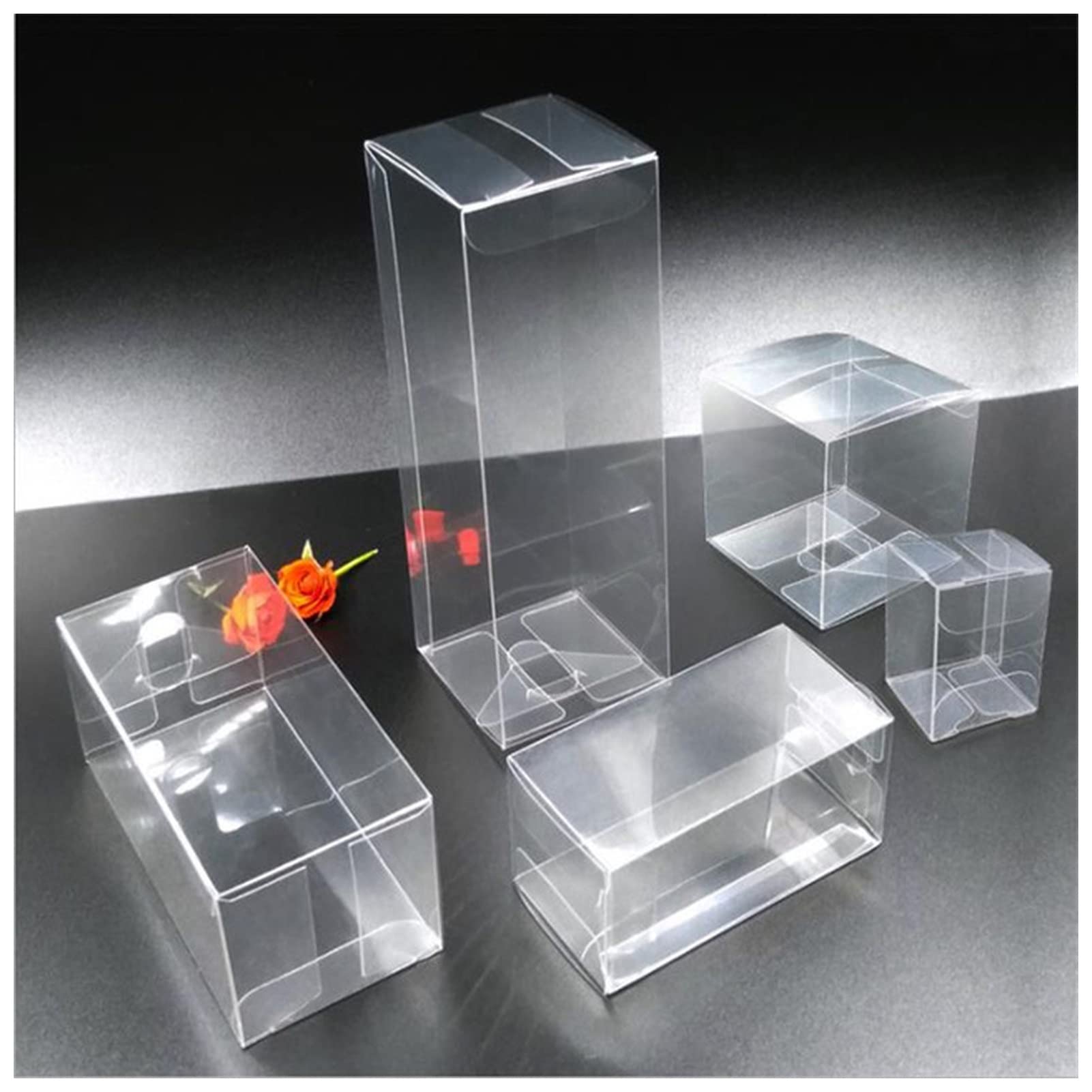 20pcs Clear PVC Square Gift Boxes - Wedding Favors, Party Candy Bags, Jewelry & Chocolate Packaging (50pcs/Bag) - Perfect for Birthday Parties, Baby Showers & Corporate Events