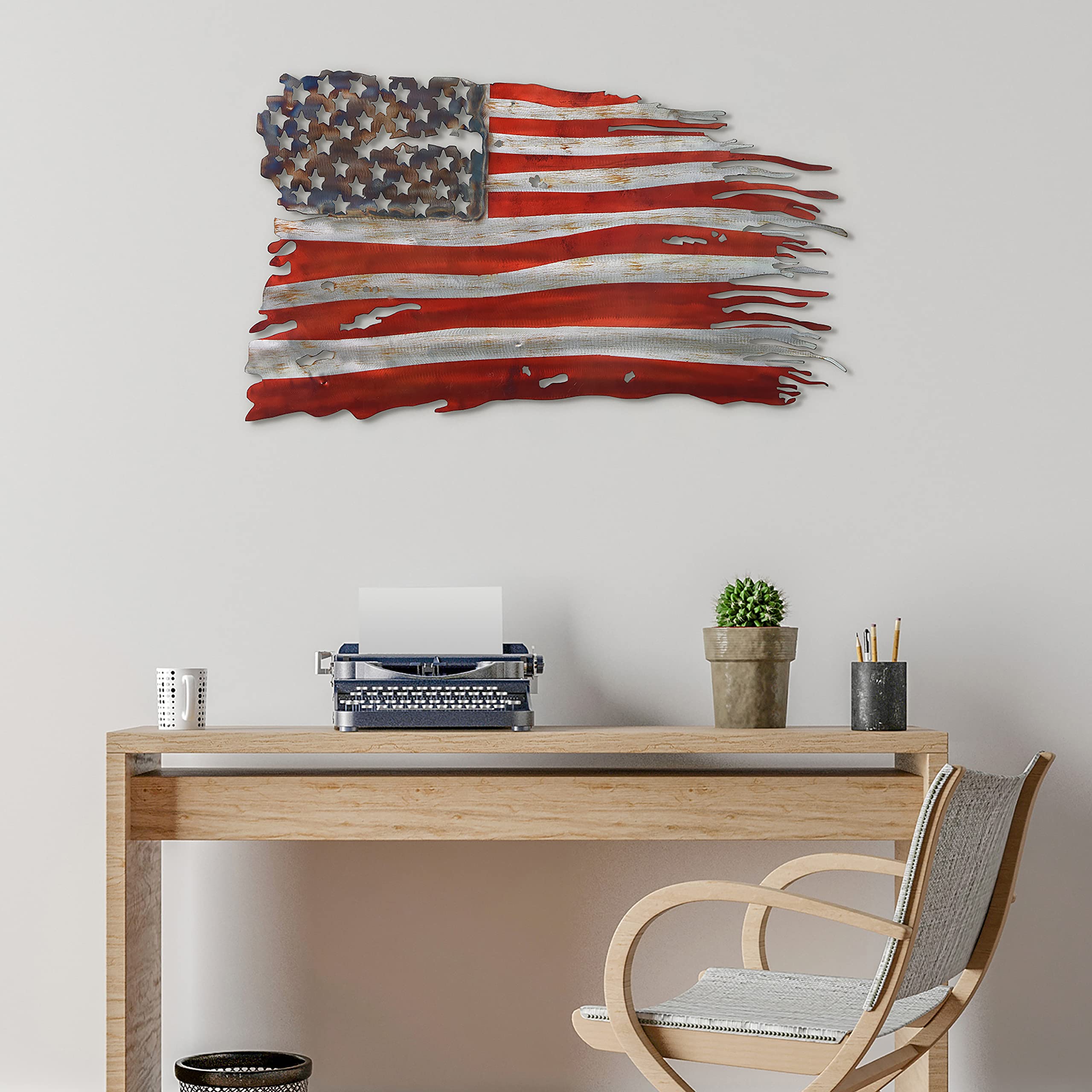 Empire Art Direct Hand Painted Etched Metal Wall Sculpture - Patriotic Free & Brave Wall Art Decor - Ready to Hang for Living Room, Bedroom & Office - Perfect for Home, Office & Gift Giving