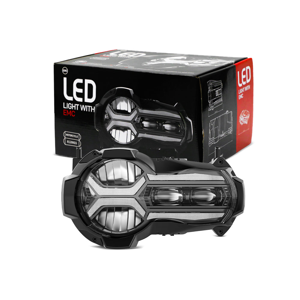 LOYO LED Headlight with Hi/Lo Beam & DRL for BMW R1200 GS R1250 (2014-2019) - E-Mark Approved - High Visibility Motorcycle Headlight for Night Riding & Adventure Tours