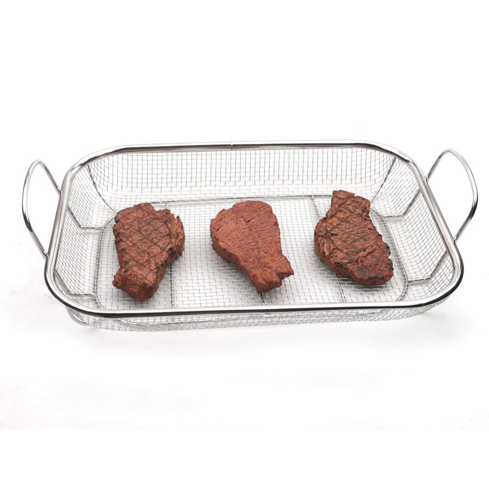 Stainless Steel BBQ Basket Strainer Tray - Cabilock 1pc Barbecue Food Drain Tray with Filter for Grilling, Draining Grease & Serving - Perfect for Outdoor Cooking, Camping & Backyard Parties