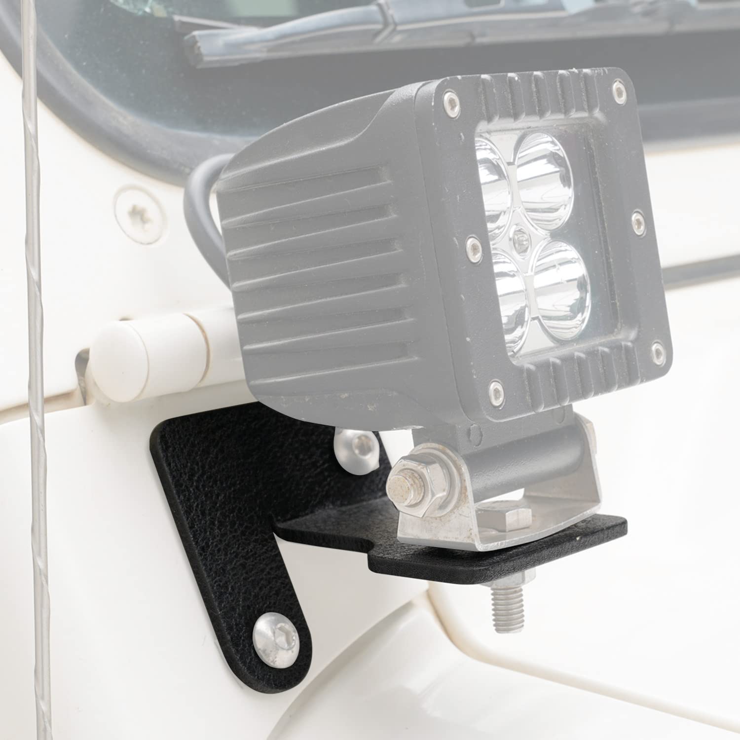 Jeep Wrangler TJ YJ Windshield Hinge Light Mounting Brackets (1987-2006) - Durable Off-Road LED Light Brackets for Jeep Wrangler YJ & TJ Models - Perfect for Off-Roading, Camping & Night Adventures