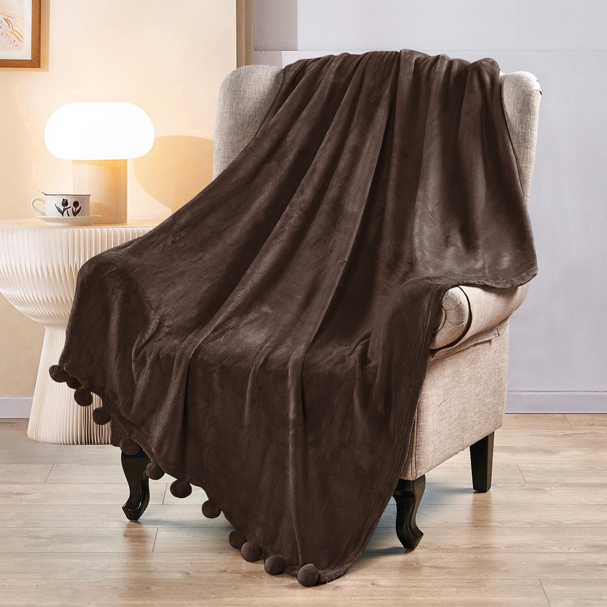 Soft Fluffy Pom Pom Throw Blanket - 60