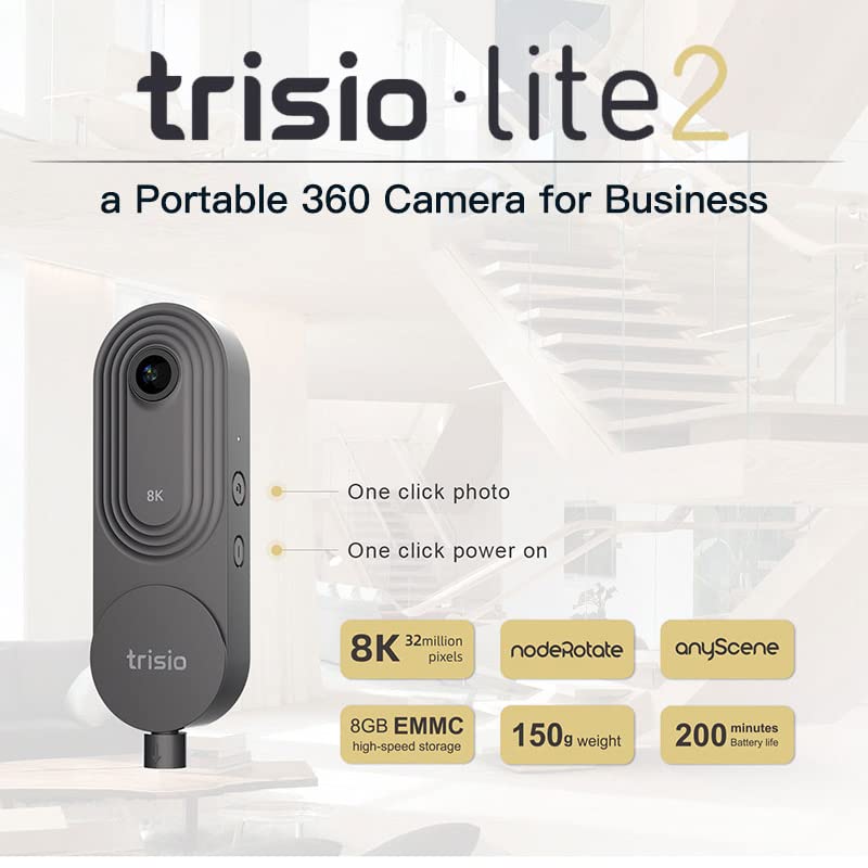 Trisio Lite 2 VR - 8K 360° Virtual Tour Camera with NodeRotate Technology | Includes Carrying Case, USB Cable, 60