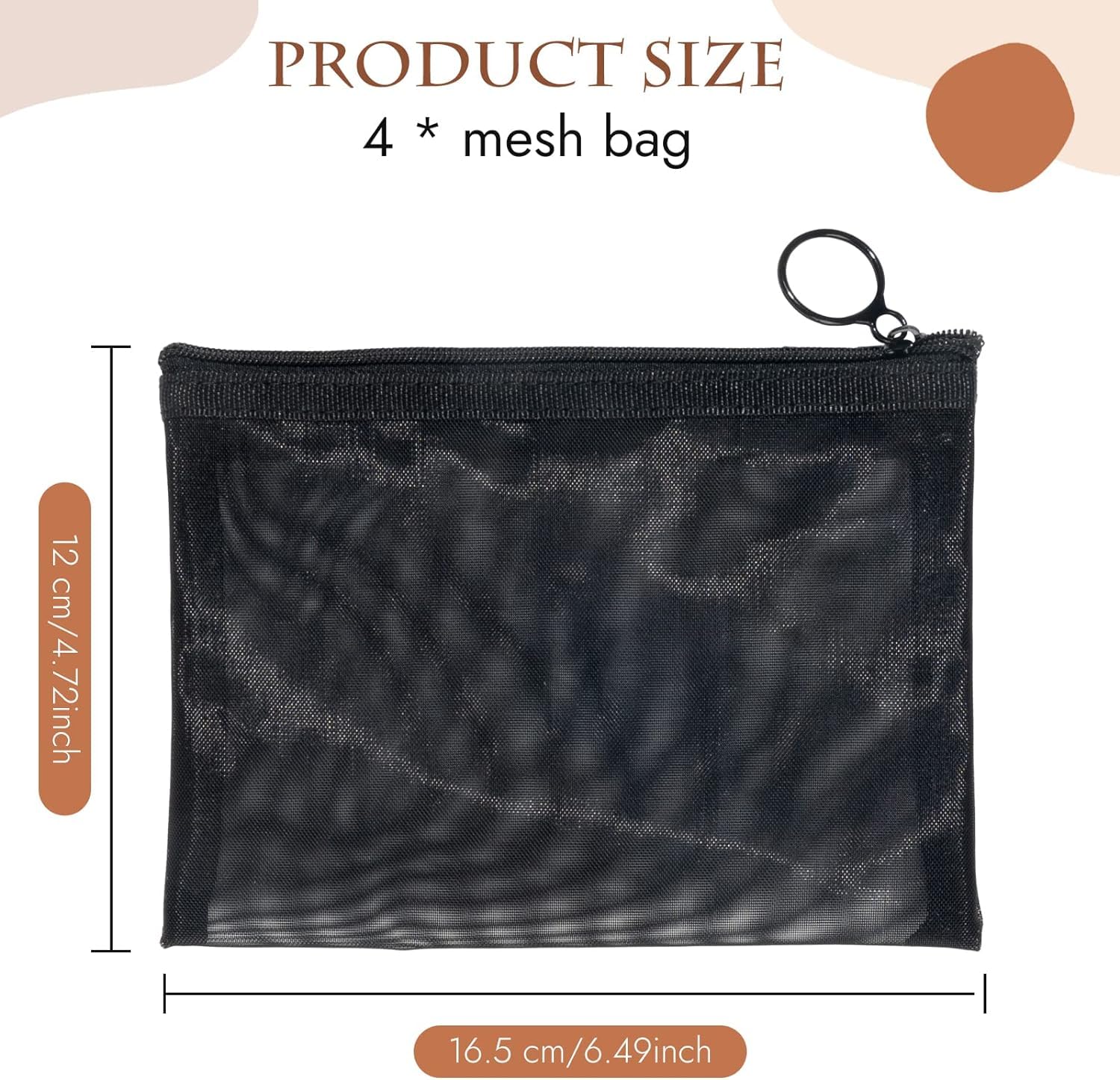 NEOUTH Mini Toiletry Bag Set - 4 Pack Black Zippered Mesh Cosmetic Organizer for Travel, Makeup & Beauty Accessories Storage - Perfect for Gym, Vacation & Daily Essentials Organization