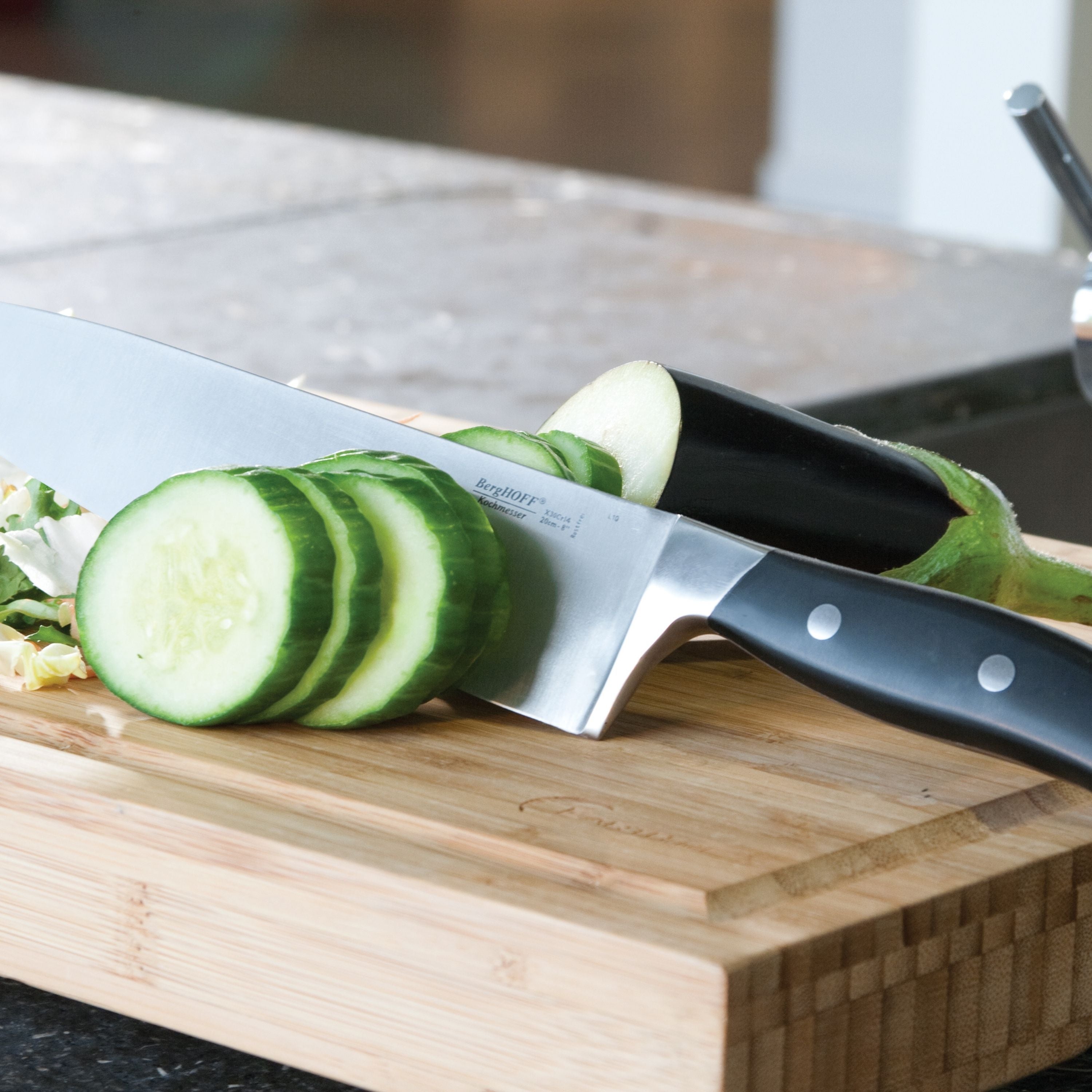 BergHOFF Forged 9-Piece Stainless Steel Knife Block Set with 3-in-1 Sharpener - Premium Kitchen Cutlery for Cooking, Slicing & Food Prep - Perfect for Home Chefs & Culinary Enthusiasts
