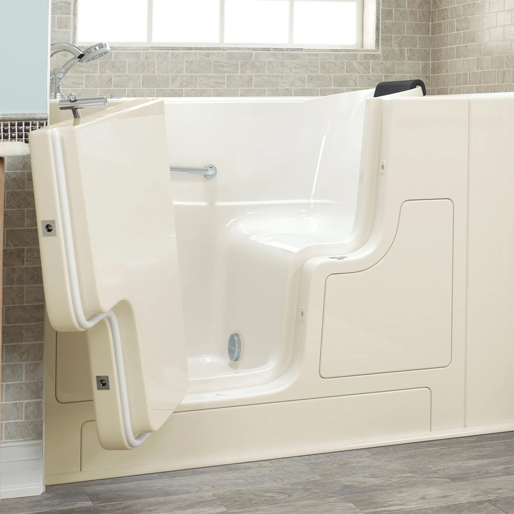Premium Gelcoat 30 x 52 Inch Walk-in Bathtub with Soaker System - Left Hand Drain & Faucet - Ideal for Elderly & Mobility Impaired Users - ADA Compliant Safety Tub for Home Bathroom