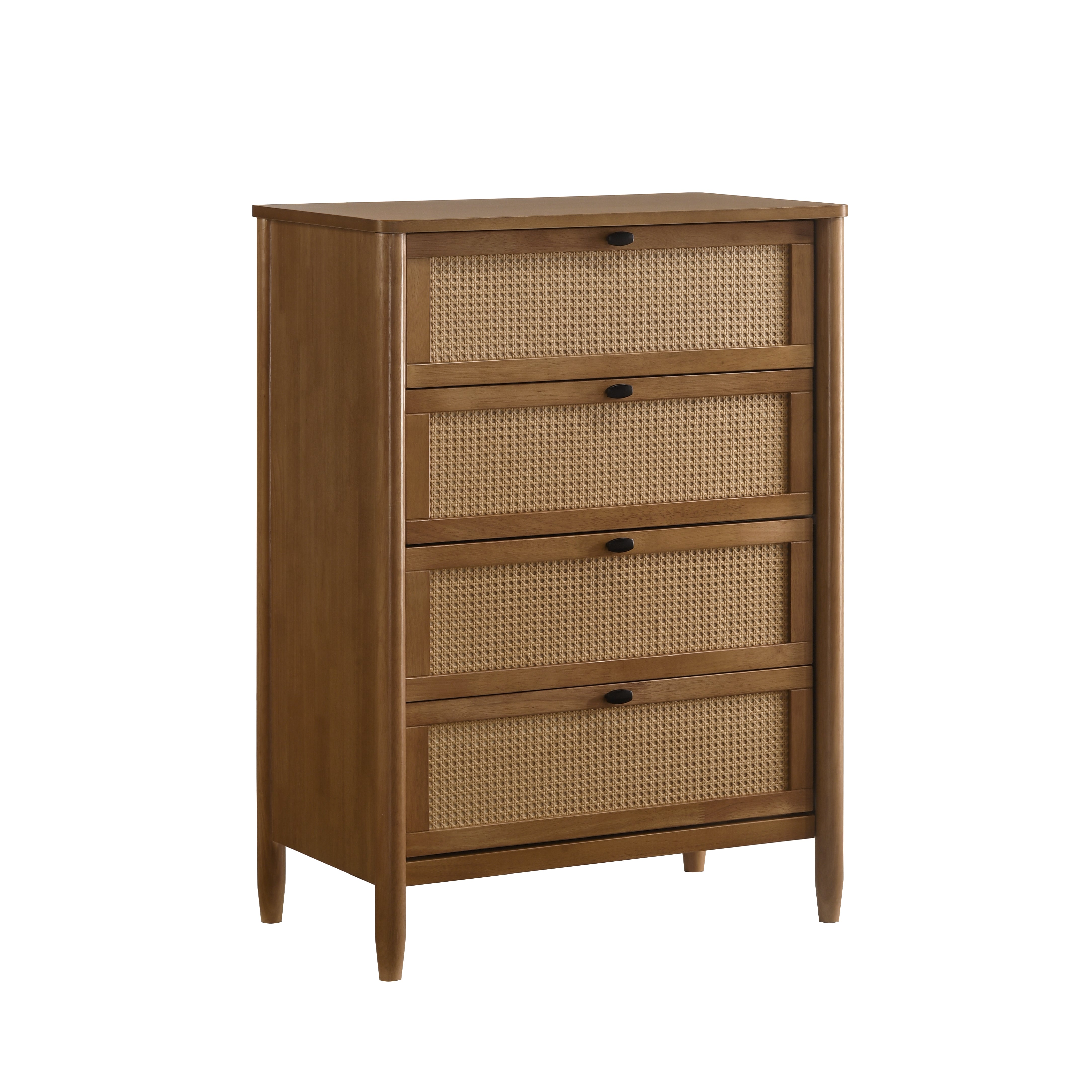 Roundhill Furniture Vichy Rattan Bedroom Set - Queen Size Light Walnut Finish Wicker Bed Frame & Nightstands - Perfect for Coastal, Boho & Farmhouse Style Bedrooms