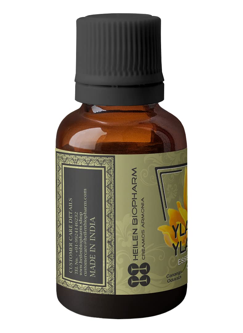 Heilen Biopharm Ylang Ylang Essential Oil - 15ml Pure Therapeutic Grade for Skin Care, Aromatherapy, Massage & Stress Relief | Natural Fragrance for Diffusers, Bath & DIY Beauty Products
