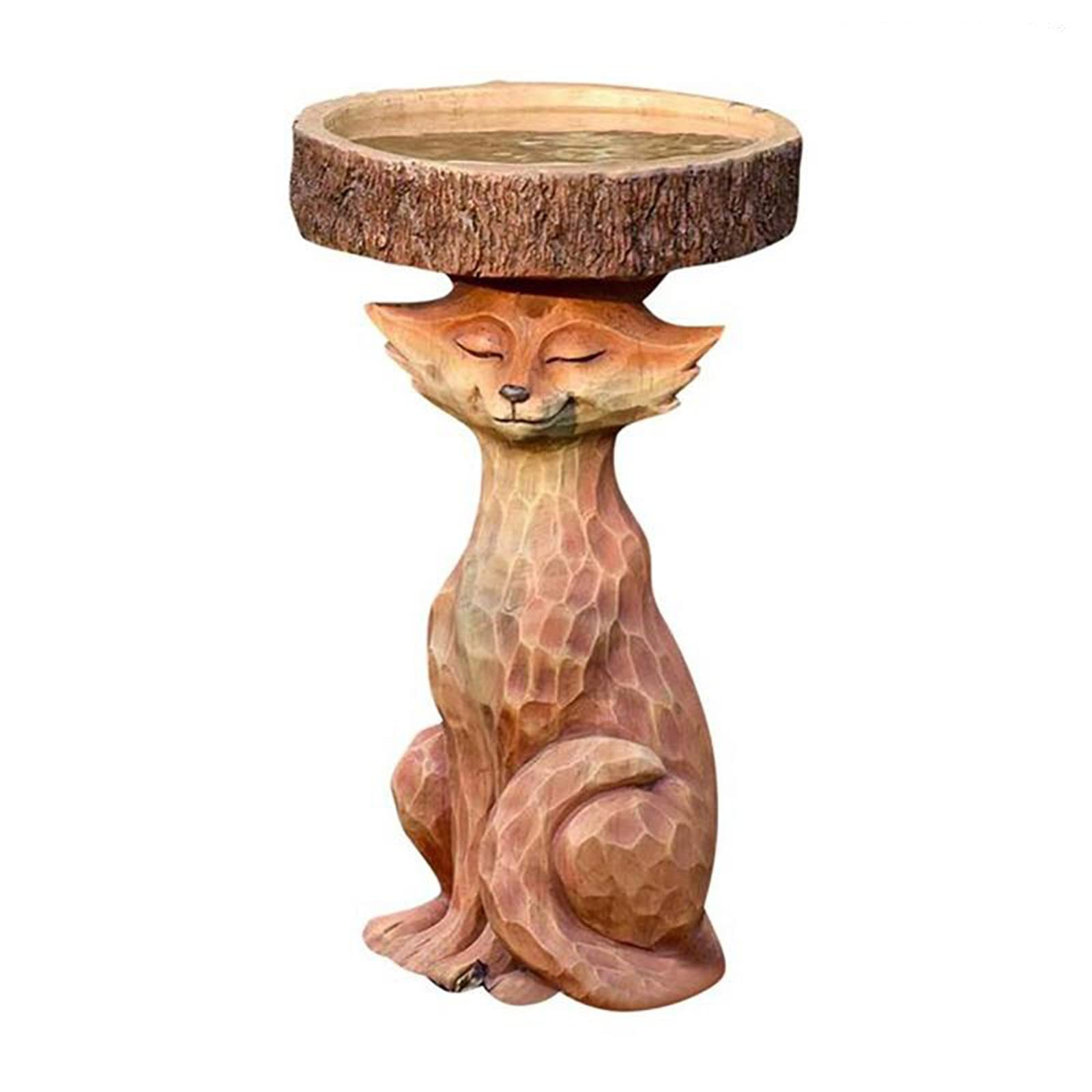 ERTUO Resin Raccoon Bird Bath - Antique Garden Decor, Outdoor Yard Ornament, Bird Feeder & Watering Station for Wild Birds (Color: Brown) - Perfect for Backyard, Patio, and Garden Wildlife Habitat