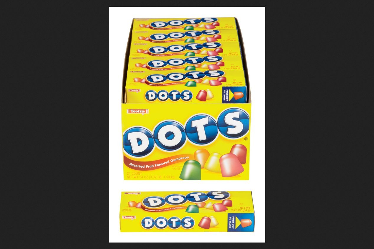Tootsie Dot Candies - 2.25-Ounce Boxes (Pack of 24) | Bulk Assorted Fruit Flavored Chewy Candy for Parties, Halloween, Christmas & Office Snacks