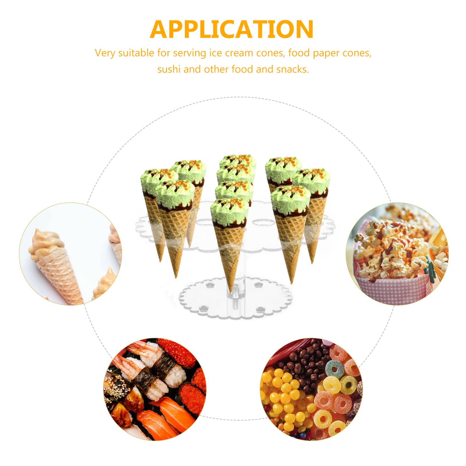 Premium Stainless Steel Ice Cream Cone Holder - 24 Slots Commercial Food Stand Display Rack for Ice Cream, Sushi, Desserts - Perfect for Restaurants, Cafes, and Home Kitchens