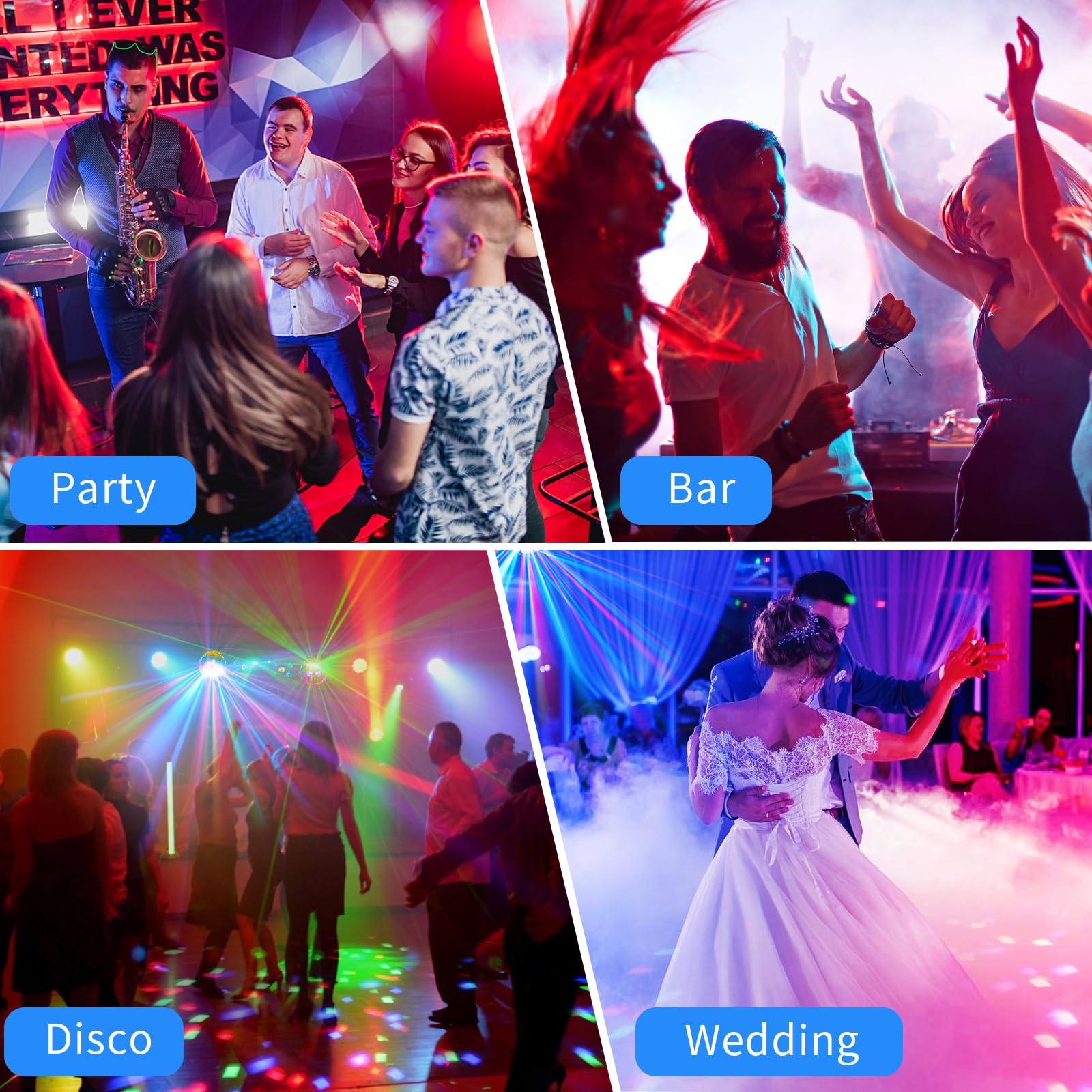 DJ Disco Lights with Stand - Professional RGB LED Rotating Ball Party Lighting System | Sound Activated & Remote Control | Perfect for Stage, Bar, Wedding, Club, Dance Events & Indoor Gigs