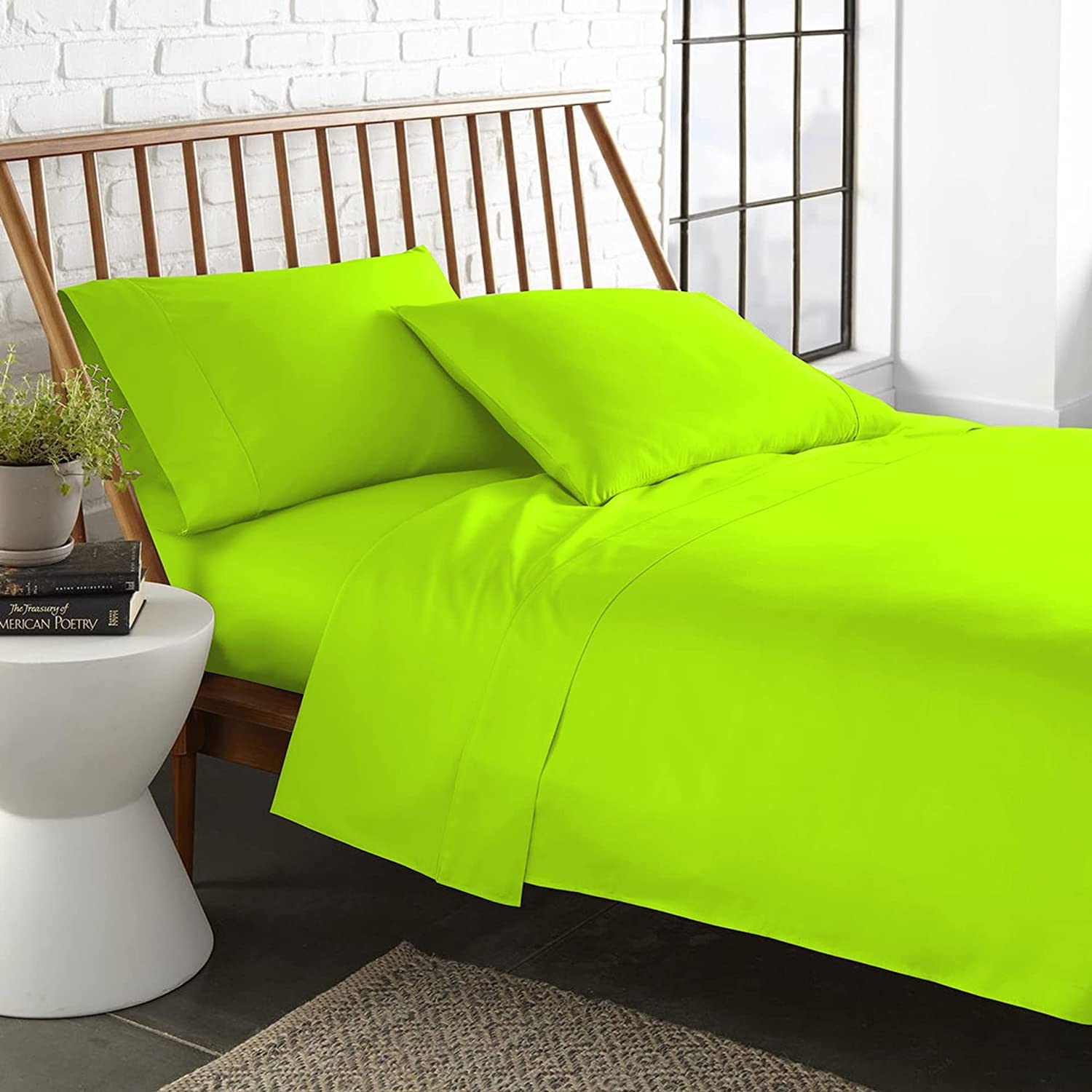 Premium 600 Thread Count Egyptian Cotton Alaska King Sheet Set - 4 Piece Parrot Green, Extra Soft & Breathable, 16