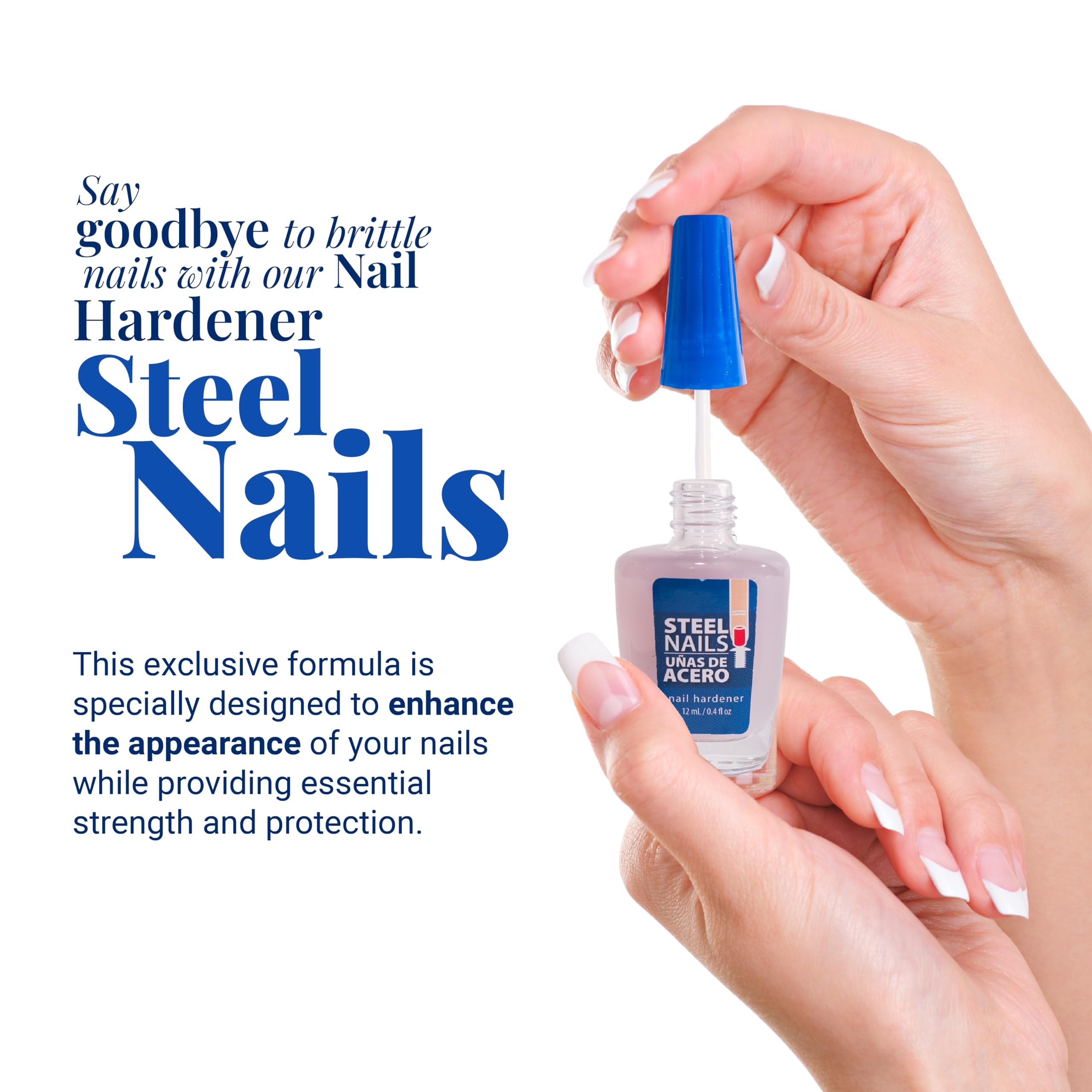 Premium Steel Nails Strengthener & Clear Nail Polish - Keratin Treatment for Damaged Nails Repair, Growth & Hardening | Extra Strength Formula for Brittle & Weak Nails | Perfect for Salon-Quality Manicures & DIY Nail Care at Home