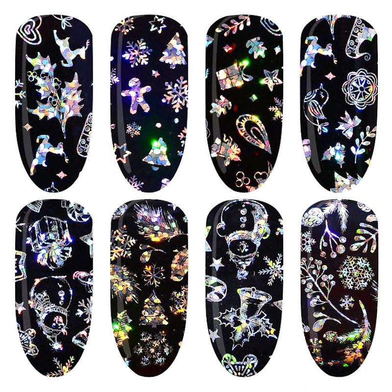 Christmas Nail Art Transfer Foils - 4pcs Holiday Nail Decals for DIY Manicure - Perfect for Christmas Parties, Gifts & Festive Nail Designs