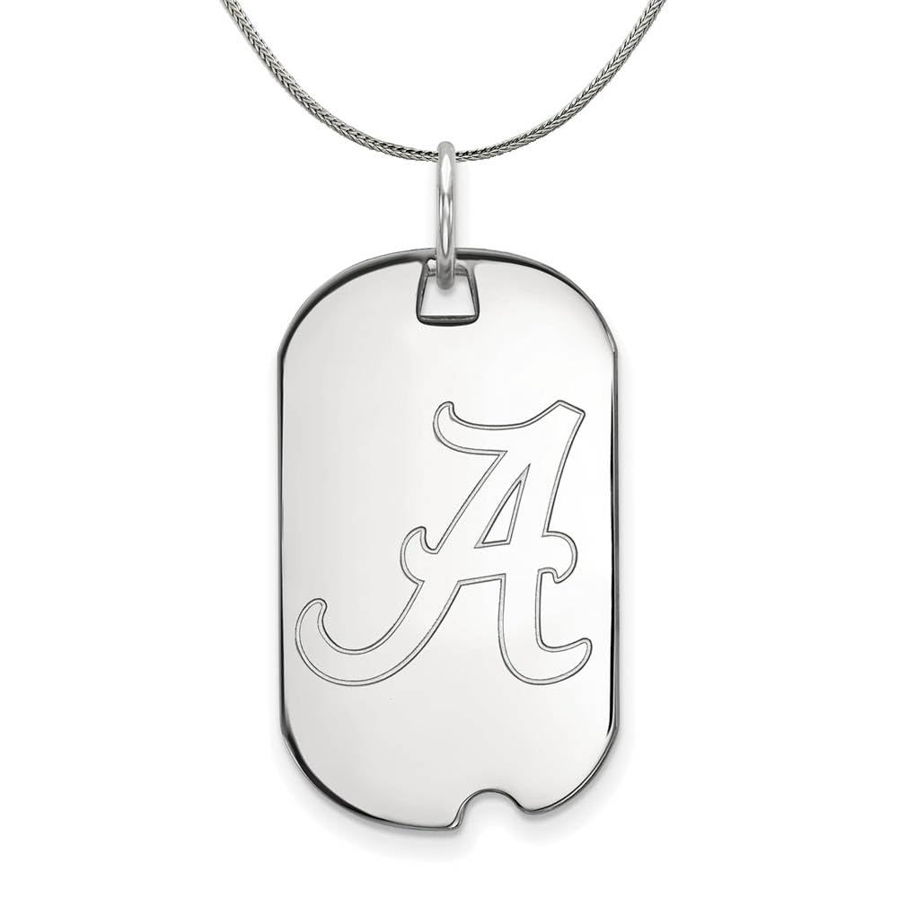 The Black Bow Solid Sterling Silver Chain - Compatible with U. of Alabama Dog Tag Pendant, Perfect for Gifts, Graduation, and School Spirit Accessories