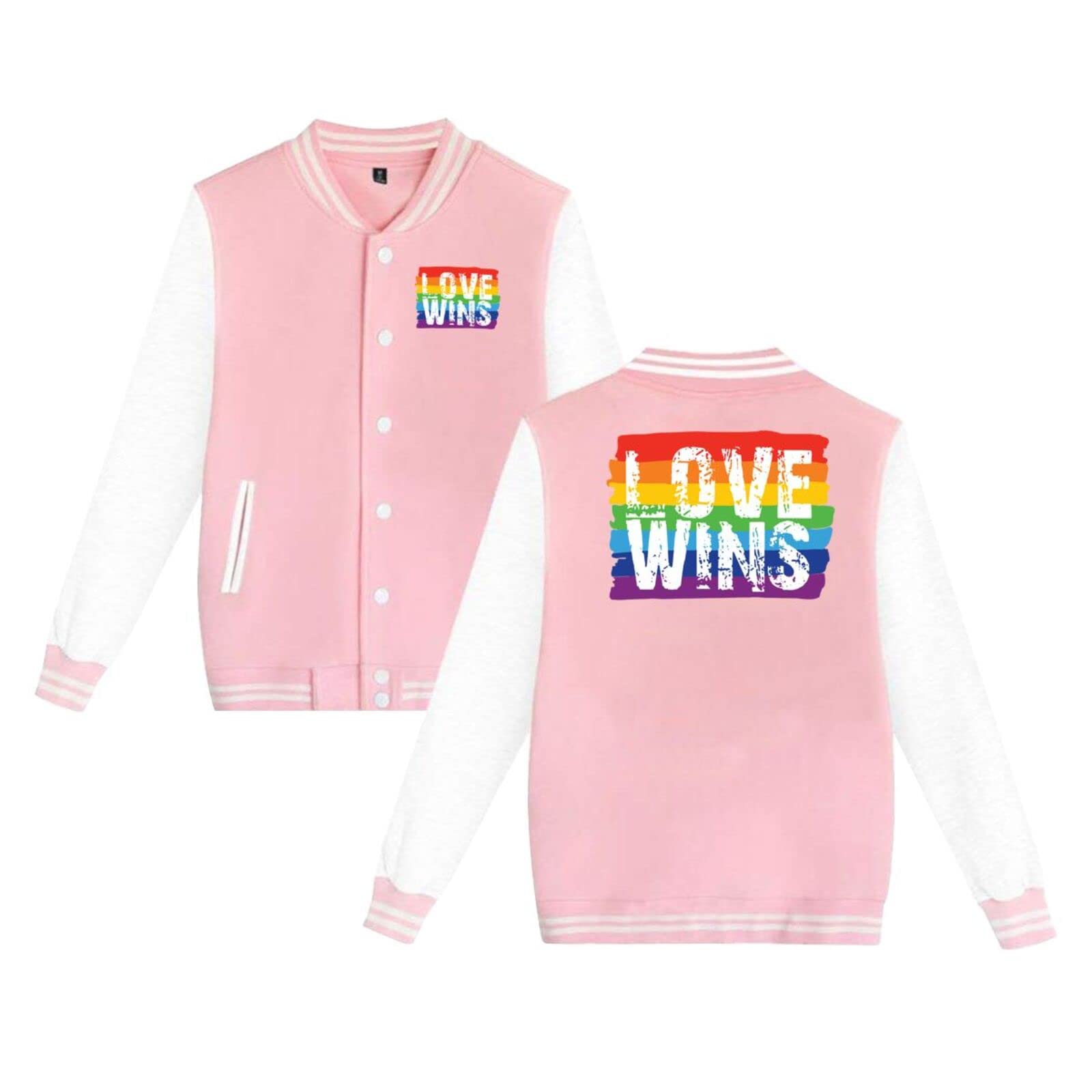 LGBT Gay Pride Love Wins Unisex Baseball Jacket Hoodie - Rainbow LGBTQ+ Apparel for Sports, Casual Wear & Pride Events