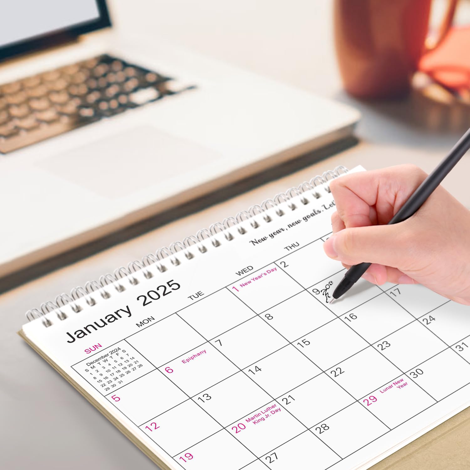 SKYDUE 2025-2026 18-Month Desk Calendar Planner (Jan 2025-Jun 2026) with Motivational Stickers - 8.5