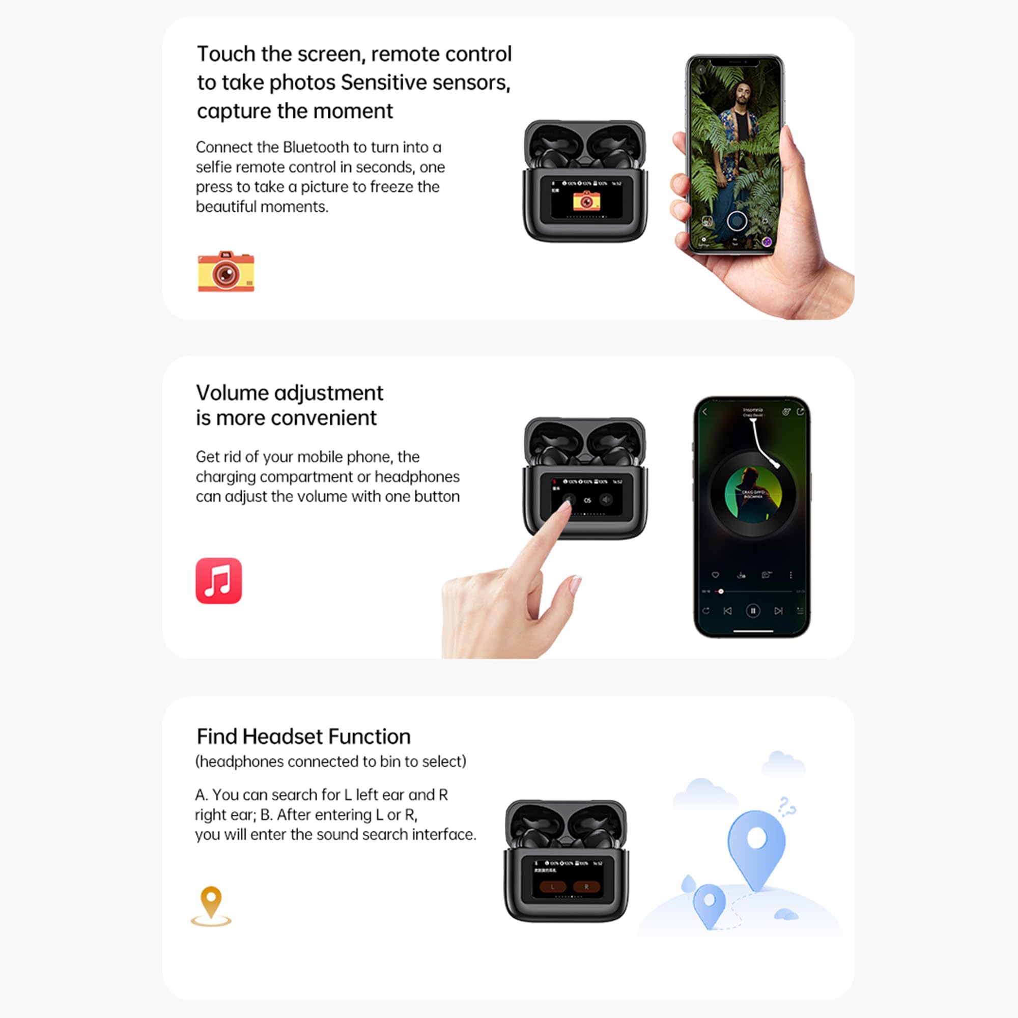 AI Wireless Earbuds with Bluetooth 5.0 | LCD Touch Screen & 3-in-1 Real-Time Language Translator | HD Sound & 30H Battery Life | Over-Ear Noise Cancelling Headphones for Travel, Business Meetings, Gym Workouts & Daily Commute