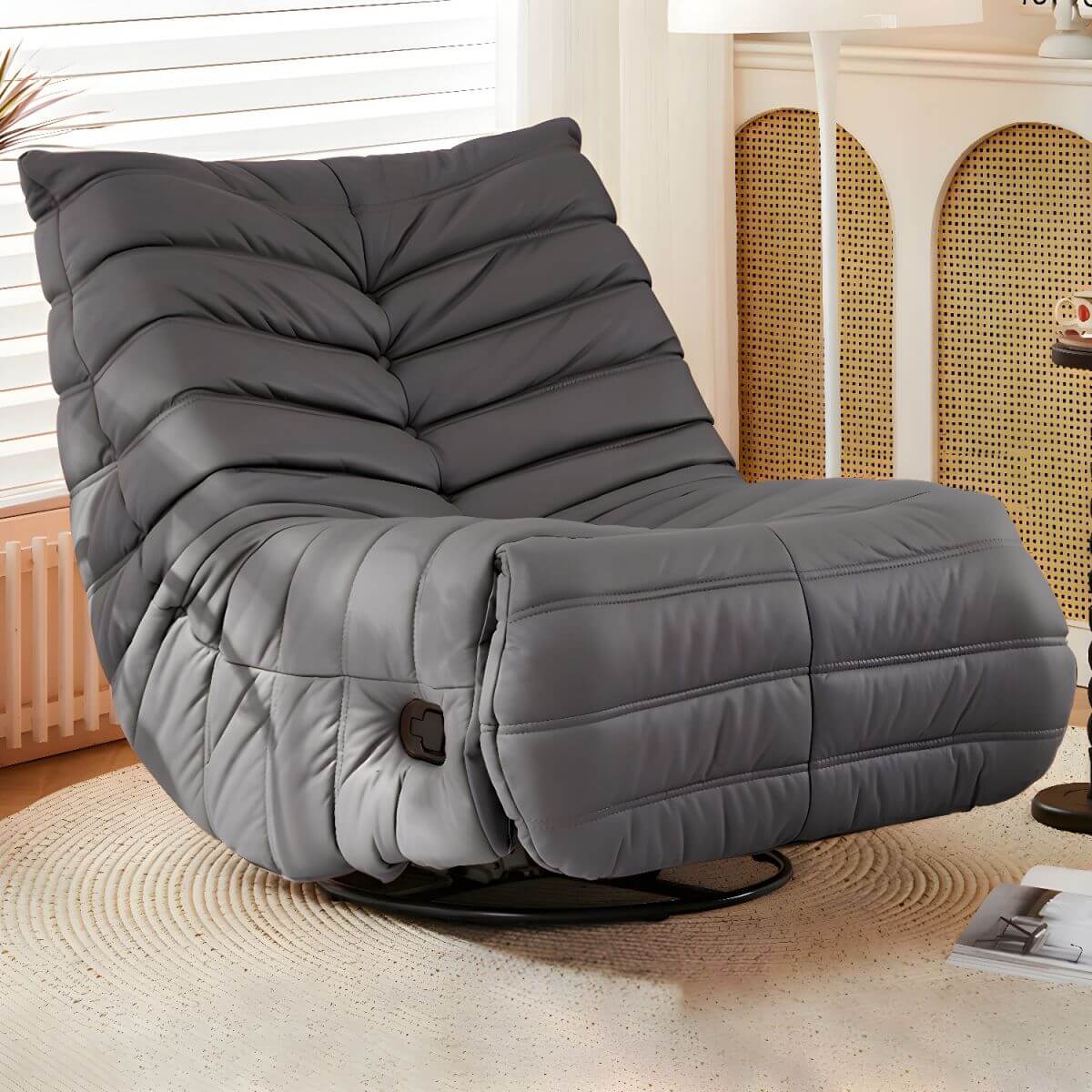 Premium Modern Ergonomic Recliner Chair with Locking Backrest, Power Reclining & Smooth Swivel Rocker - Perfect for Living Room, Home Theater & Office Relaxation