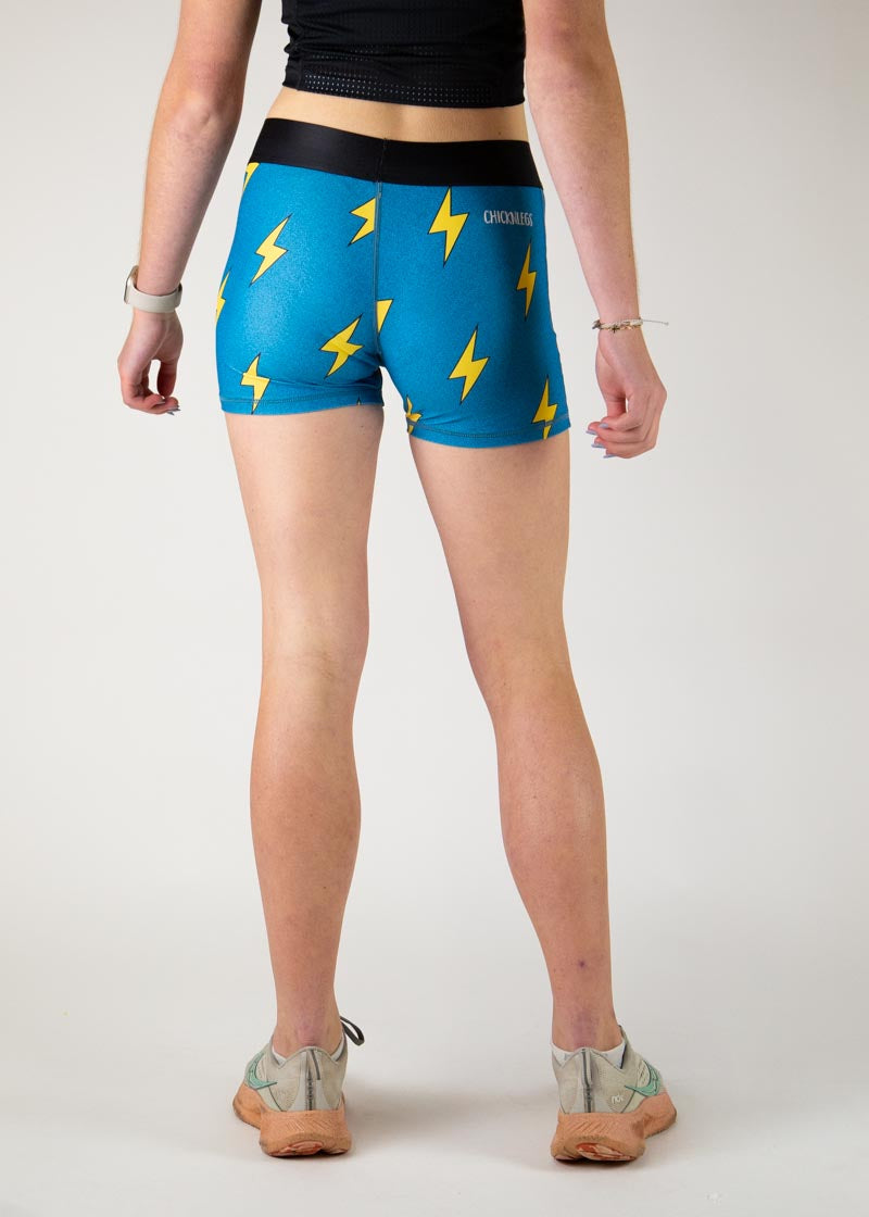 Women's Blue Bolts 3 Race Compression Shorts - High-Performance Running & Workout Shorts for Women - Ideal for Marathon, Gym & Training